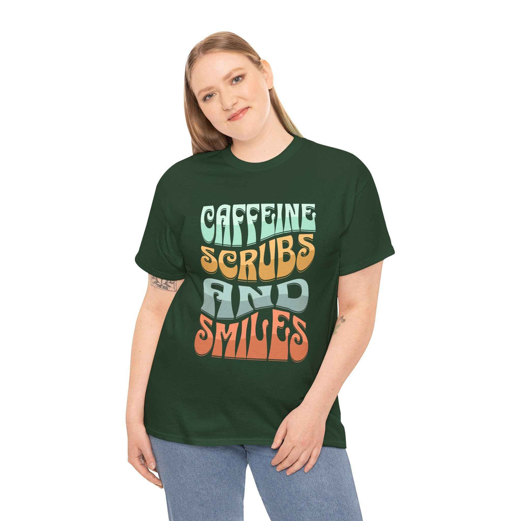 Caffeine Scrubs and Smiles Unisex Heavy Cotton Tee