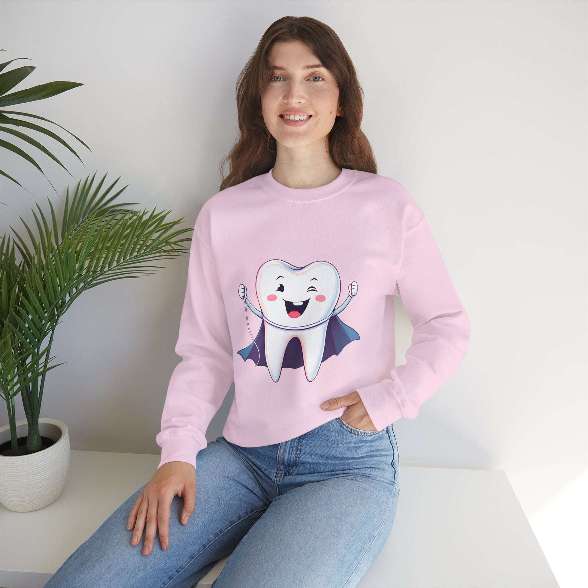 Tooth Fairy Crewneck Sweatshirt - Fun Dental Gift for Kids, Halloween Costume, Cozy Gift for Dentists, Floss On! - YOUSTOMIZE