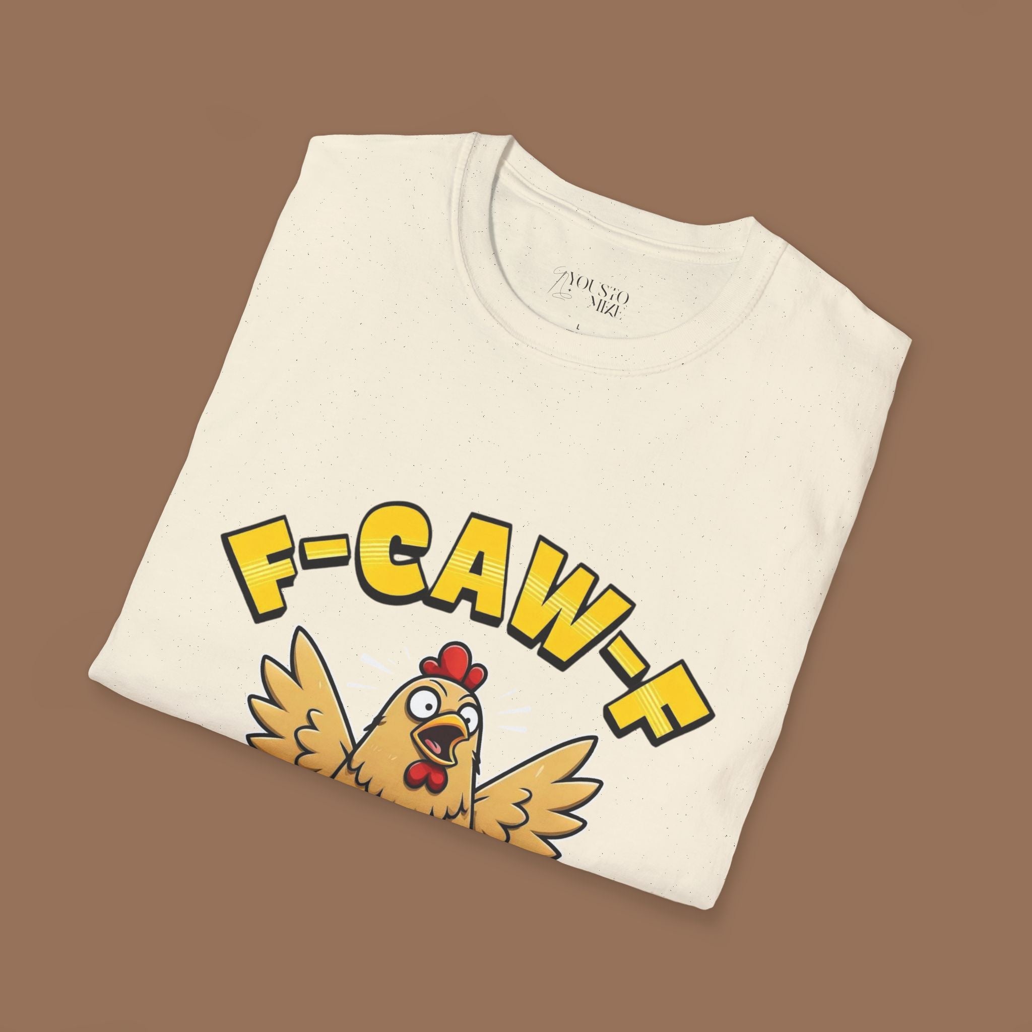Funny Chicken F-Caw-F Unisex Softstyle T-Shirt, Gift for Poultry Lovers, Quirky Apparel, Hatch Party Tee, Humor Shirt, Farm Life Clothing - YOUSTOMIZE