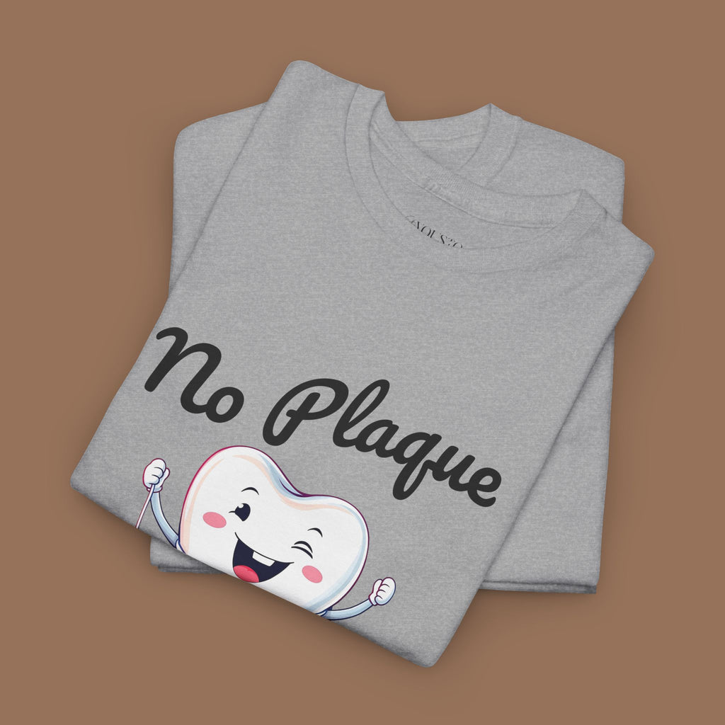 Cute Dental Humor Tee, Funny Tooth Shirt, No Plaque No Problem Tee, Gift for Dentists, Dental Hygiene Top - YOUSTOMIZE