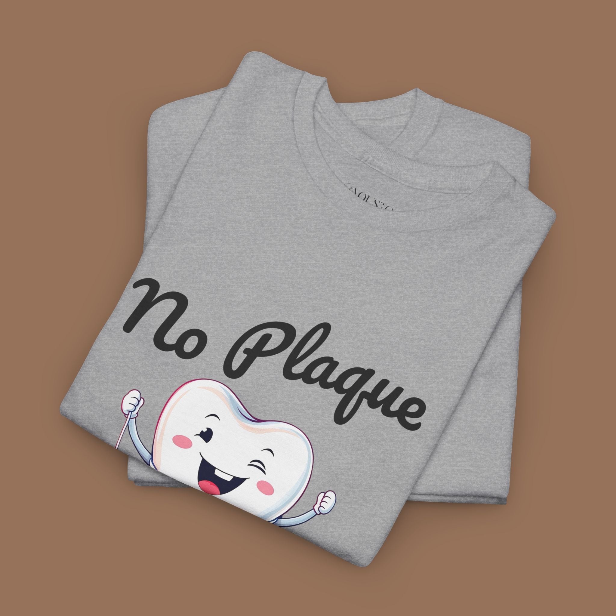 Cute Dental Humor Tee, Funny Tooth Shirt, No Plaque No Problem Tee, Gift for Dentists, Dental Hygiene Top - YOUSTOMIZE