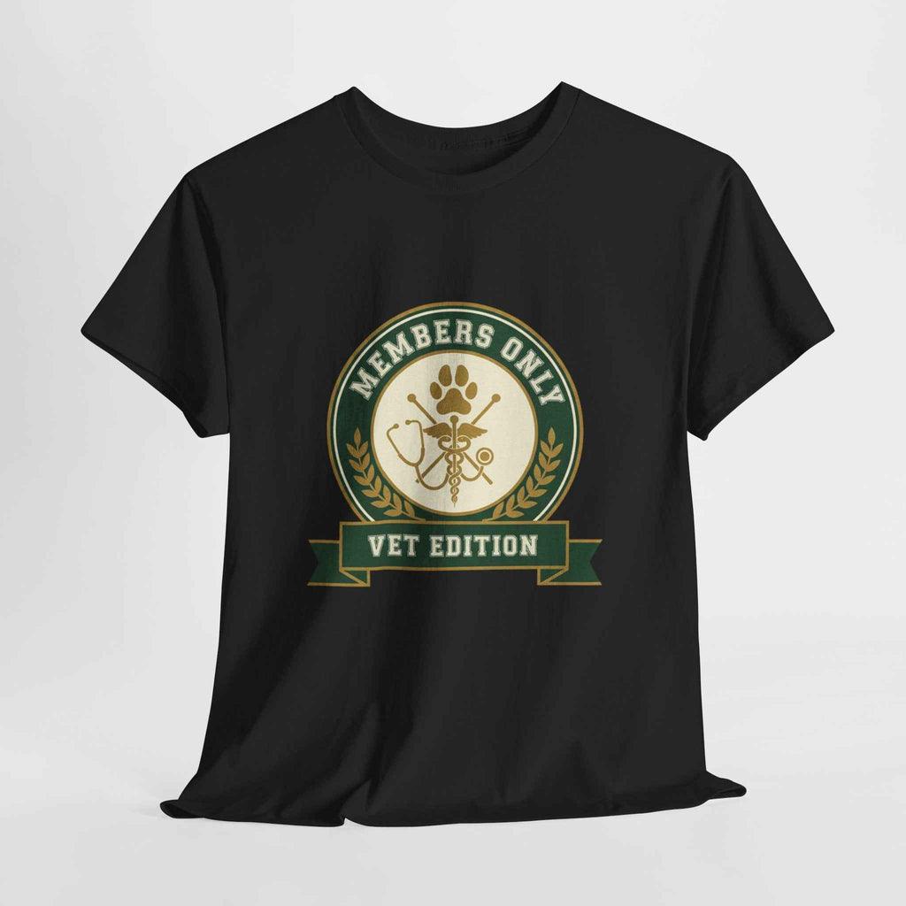 Retro Collegiate Vet Med T-Shirt - Members Only Vet Edition | Vintage Veterinary Stethoscope & Paw Print Crest
