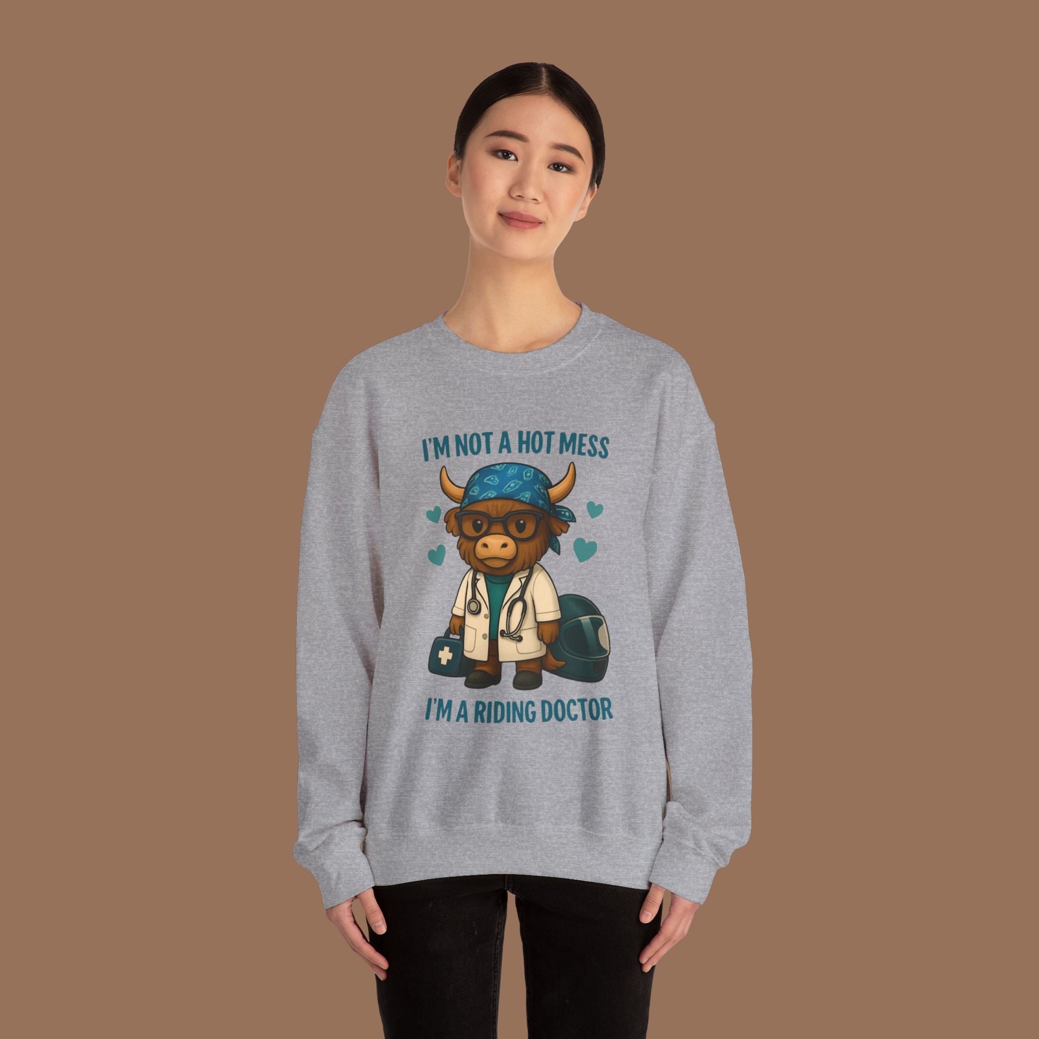 Funny Riding Doctor Sweatshirt, Unisex Crewneck, Gift for Vet Lovers, Animal Lover Apparel, Cozy Casual Wear Product vendor