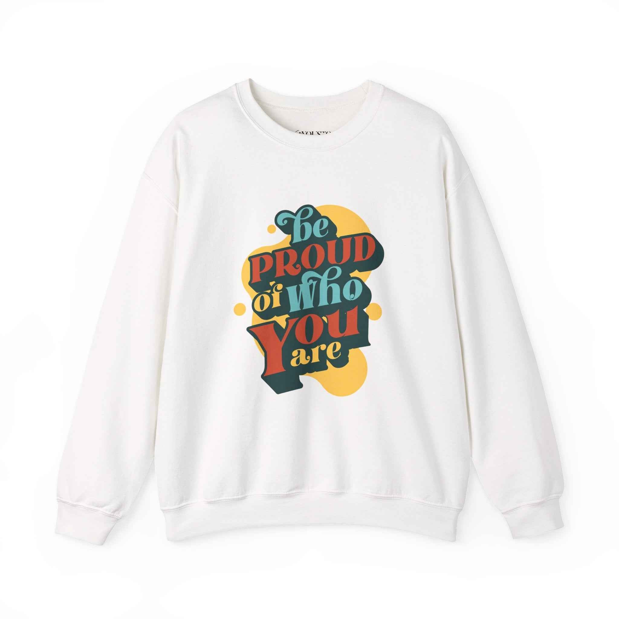 Be Proud Crewneck Sweatshirt, Unisex Pride Sweatshirt, Comfortable Casual Wear, LGBTQ+ Apparel, Gift for Friends, Everyday Inspiration