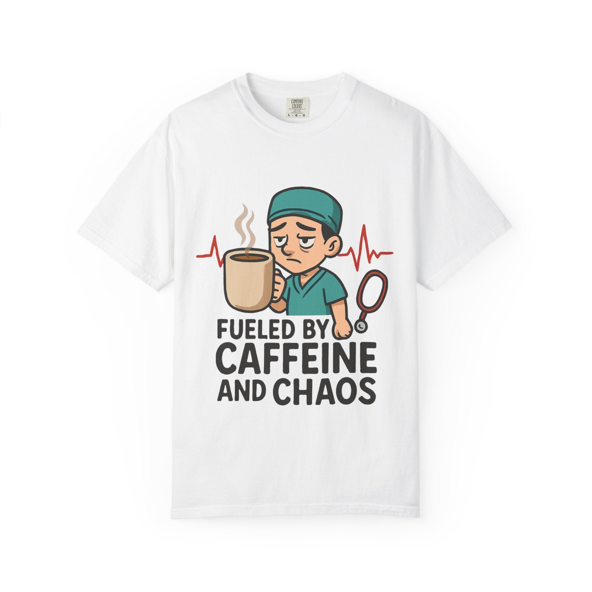 Nurse Coffee T-Shirt | Fueled by Caffeine and Chaos, Gift for Healthcare Workers, Funny Medical Tee Product vendor