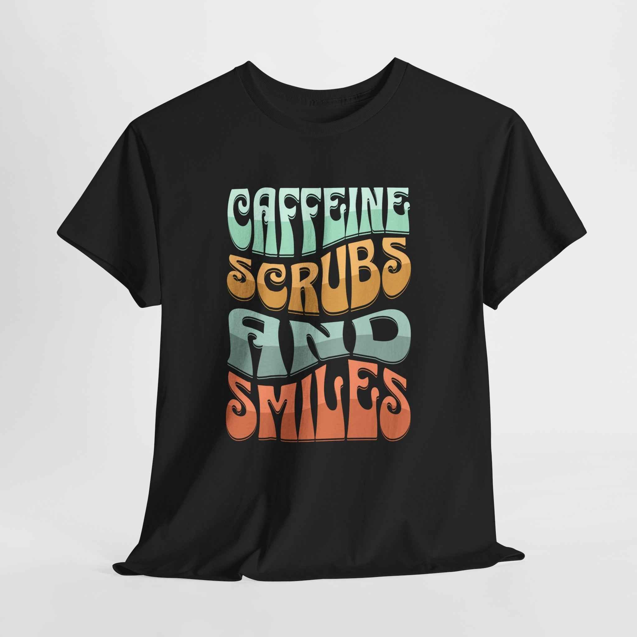 Caffeine Scrubs and Smiles Unisex Heavy Cotton Tee