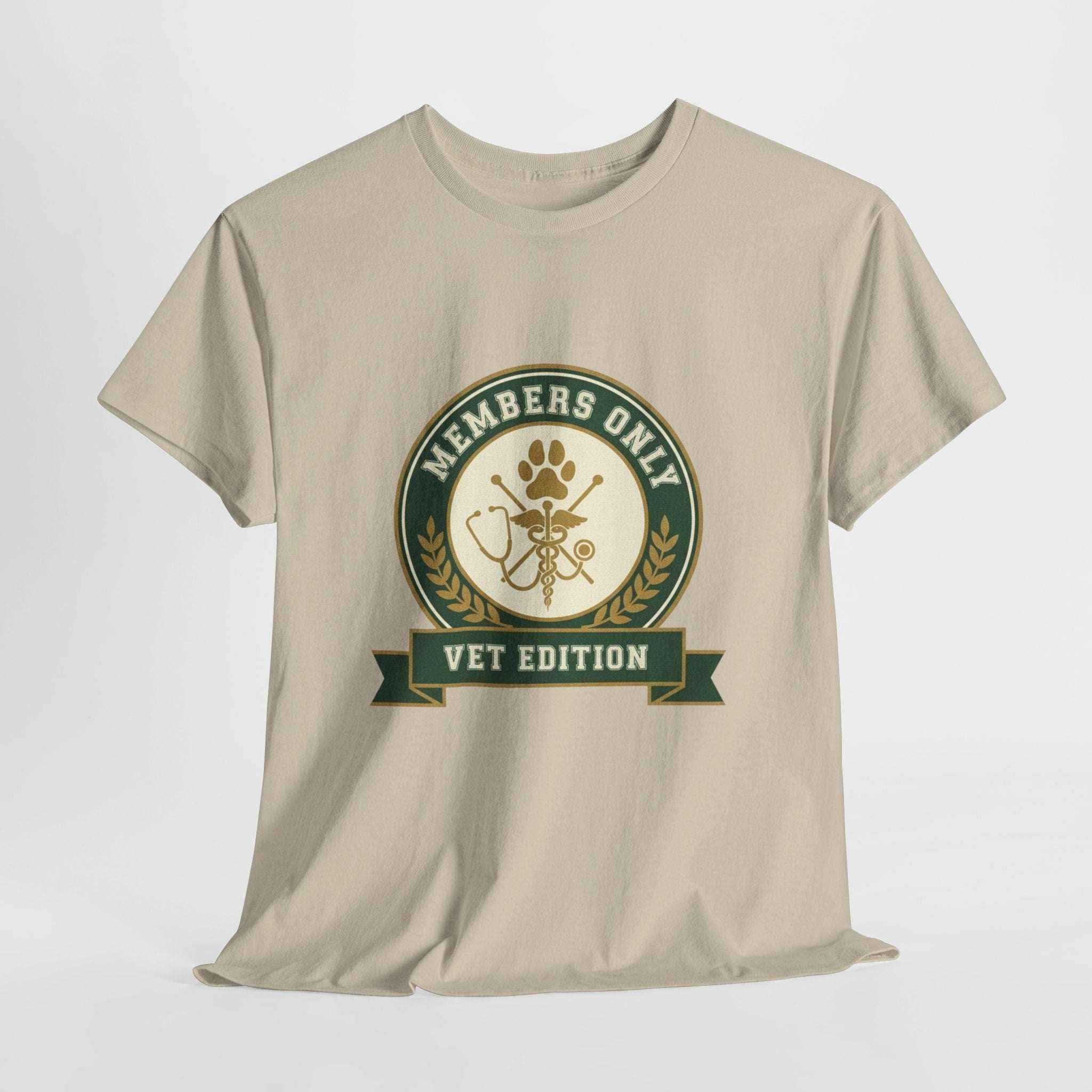 Retro Collegiate Vet Med T-Shirt - Members Only Vet Edition | Vintage Veterinary Stethoscope & Paw Print Crest