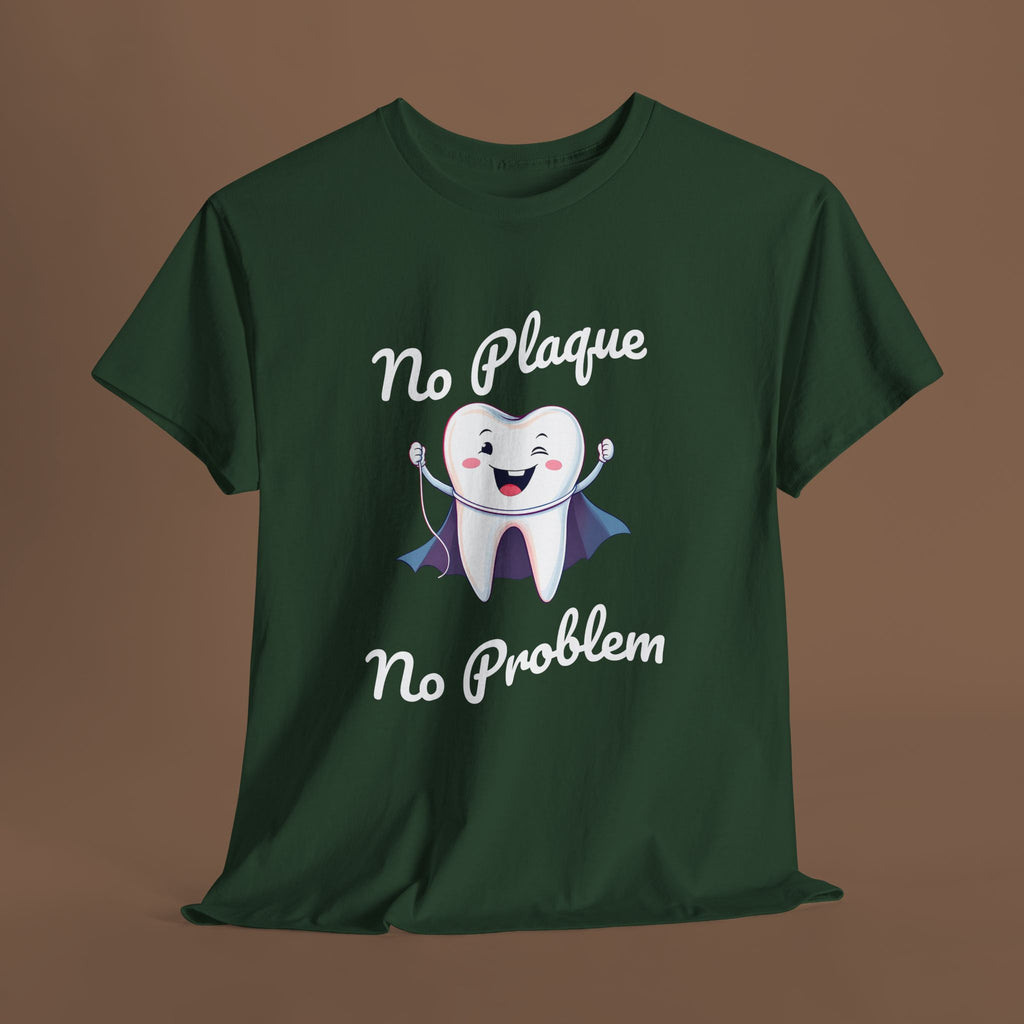 Cute Dental Humor Tee, Funny Tooth Shirt, No Plaque No Problem Tee, Gift for Dentists, Dental Hygiene Top - YOUSTOMIZE