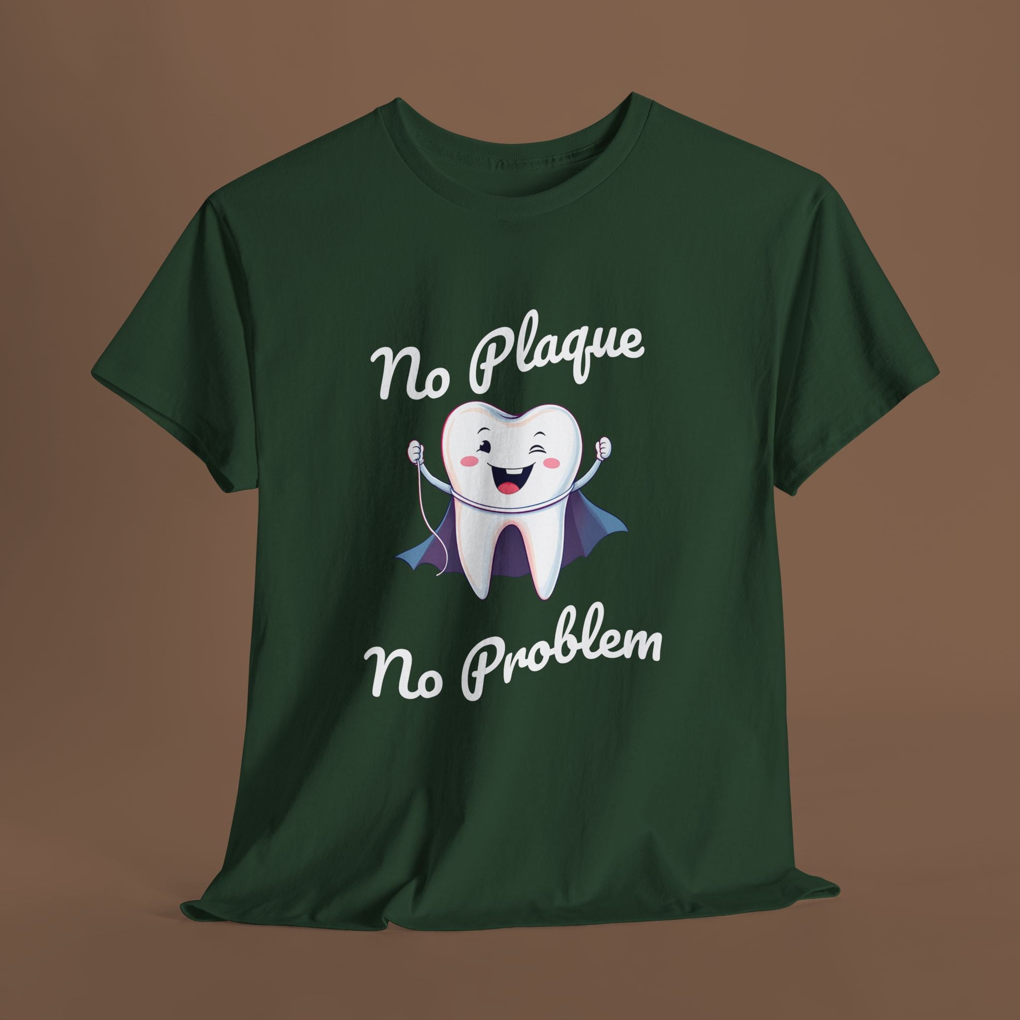 Cute Dental Humor Tee, Funny Tooth Shirt, No Plaque No Problem Tee, Gift for Dentists, Dental Hygiene Top - YOUSTOMIZE
