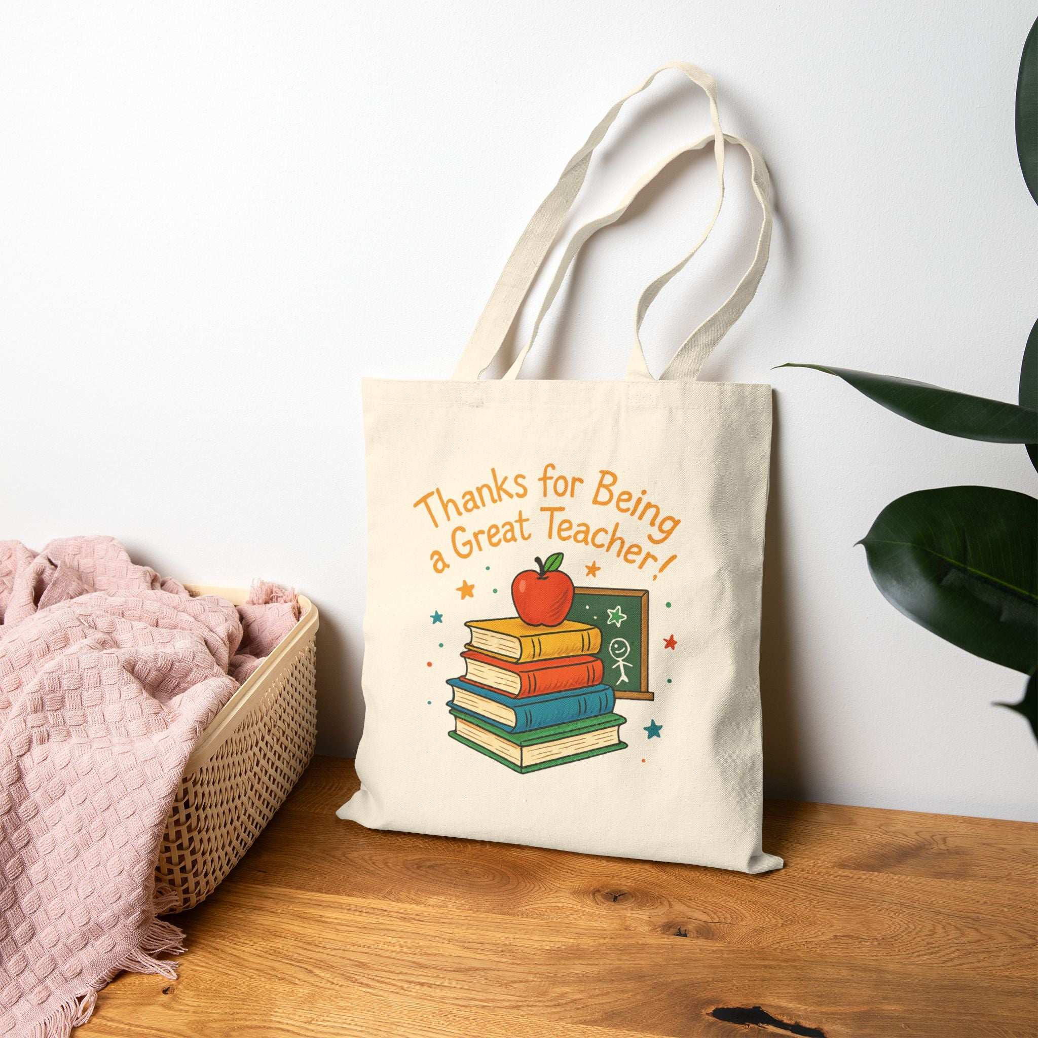 Cotton Canvas Tote Bag - Thanks for being a great teacher, Thanksgiving Day Gift - YOUSTOMIZE