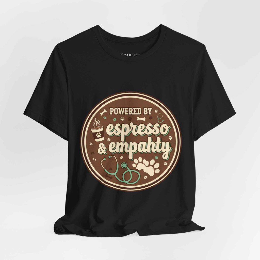 Empathy & Espresso Unisex T-Shirt for Veterinarians - Coffee Lover Vet Tee Gift