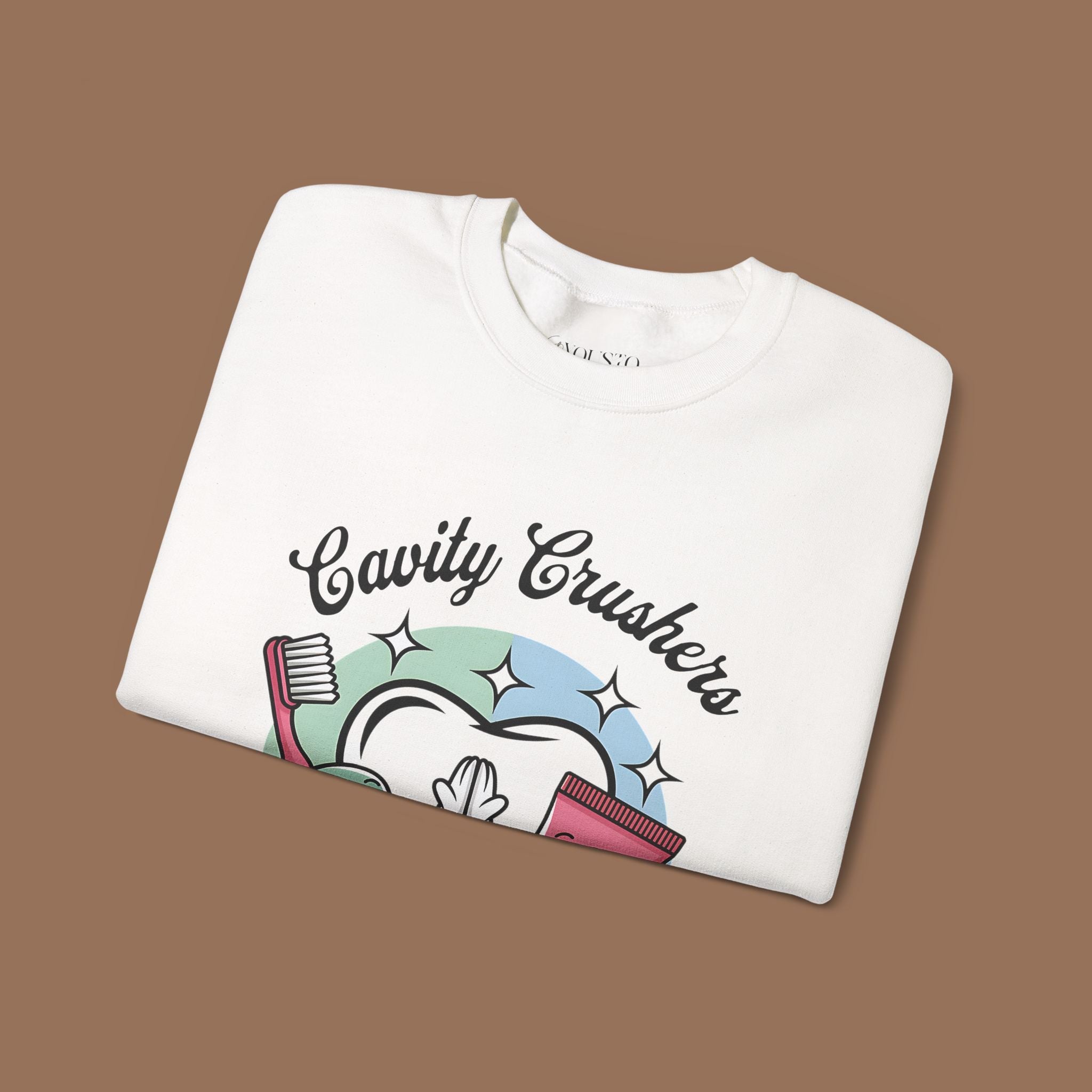 Cavity Crushers Crewneck Sweatshirt - Fun Dental Gift, Unisex Sweatshirt, Cute Graphic Pullover, Perfect for Kids and Adults Product vendor