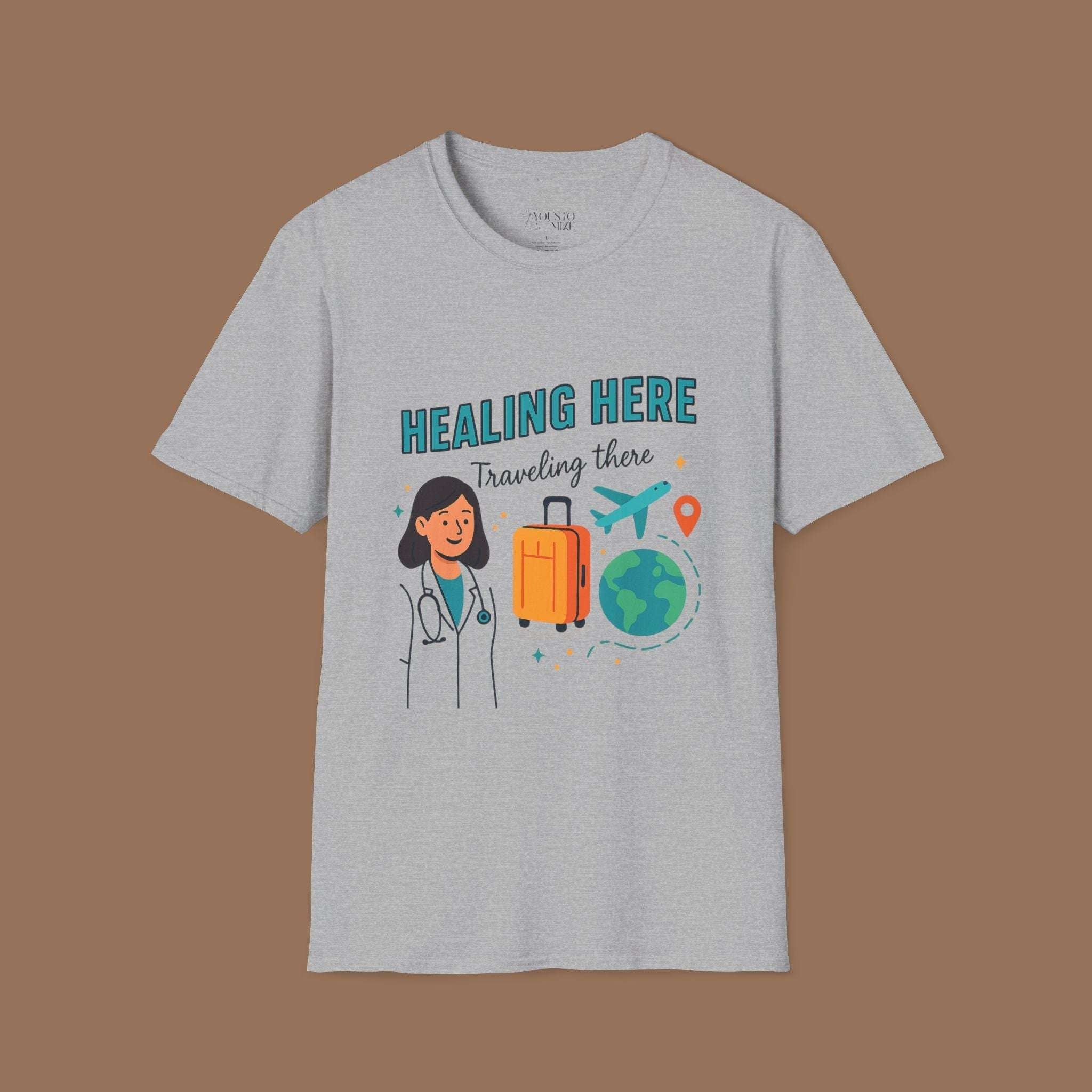 Travel-Inspired Healthcare T-Shirt, Best Doctor Gift, Travel Nurse Apparel, Healing Here Tee, Unisex Graphic Shirt, Vacation Outfit Product vendor