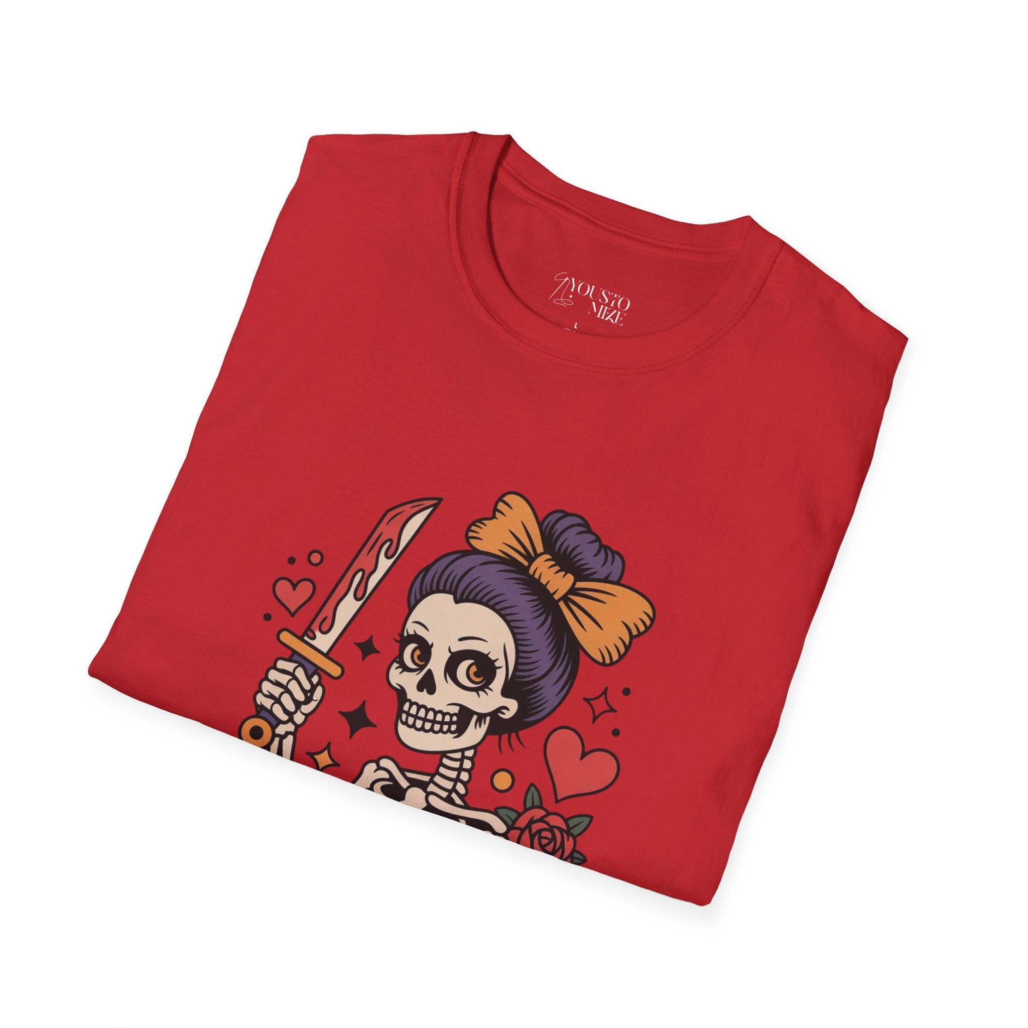 Level Up Skeleton Graphic Unisex Softstyle T-Shirt, Cute Halloween Tee, Gift for Gamers, Spooky Season Apparel, Goth Fashion Product vendor