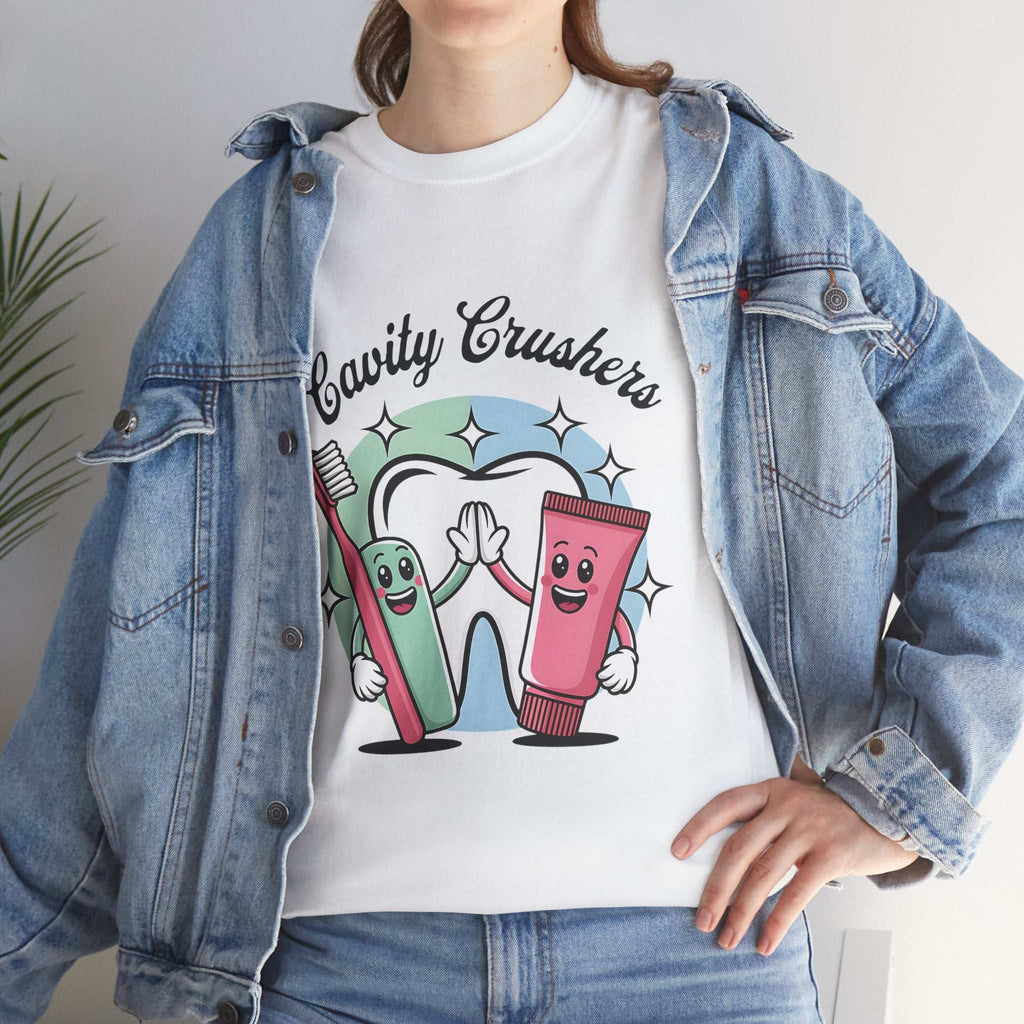 Cavity Crushers Tee - Fun Unisex Cotton Shirt, Perfect for Kids, Dentist Visits, Gifts, Birthdays, and Smiles! - YOUSTOMIZE
