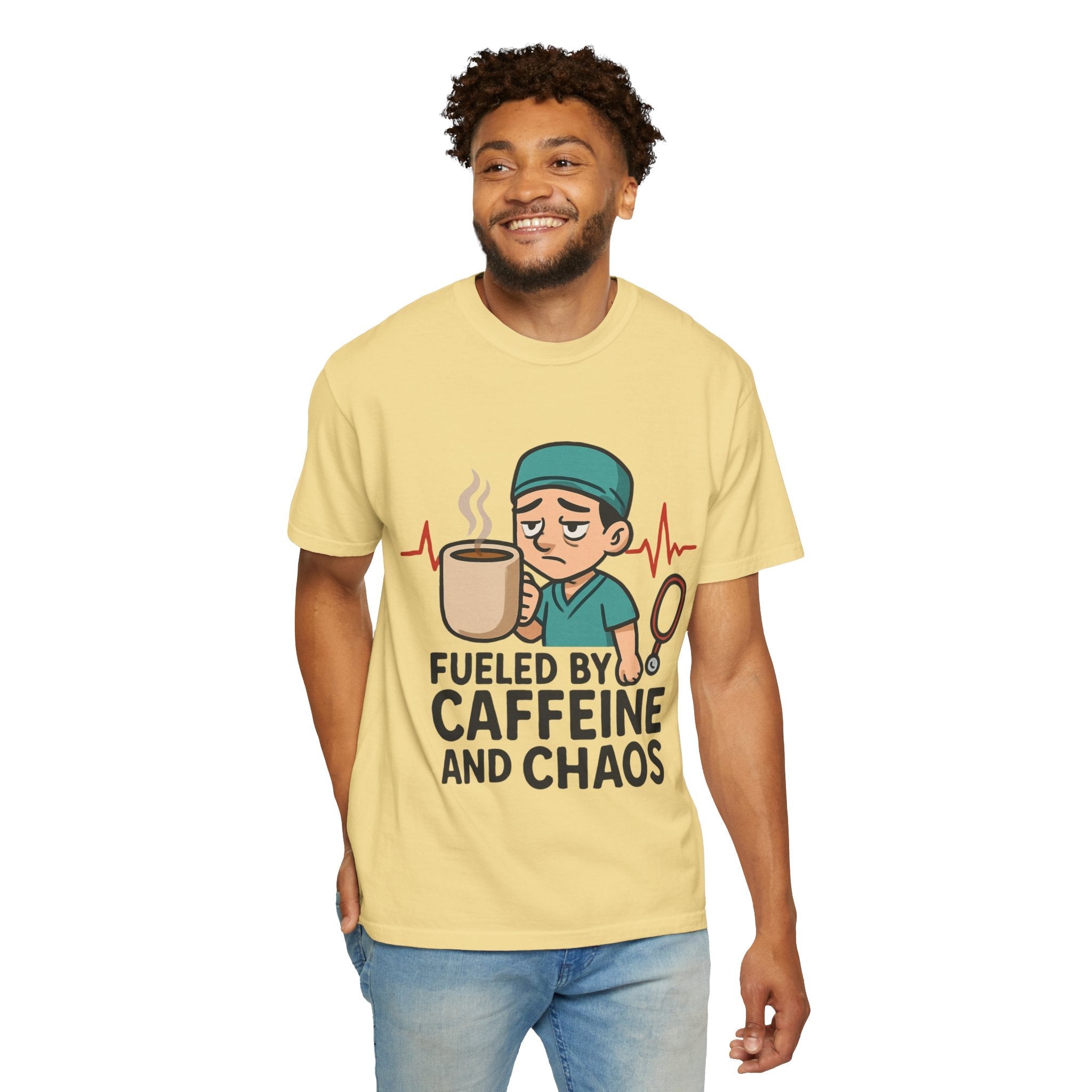 Nurse Coffee T-Shirt | Fueled by Caffeine and Chaos, Gift for Healthcare Workers, Funny Medical Tee Product vendor