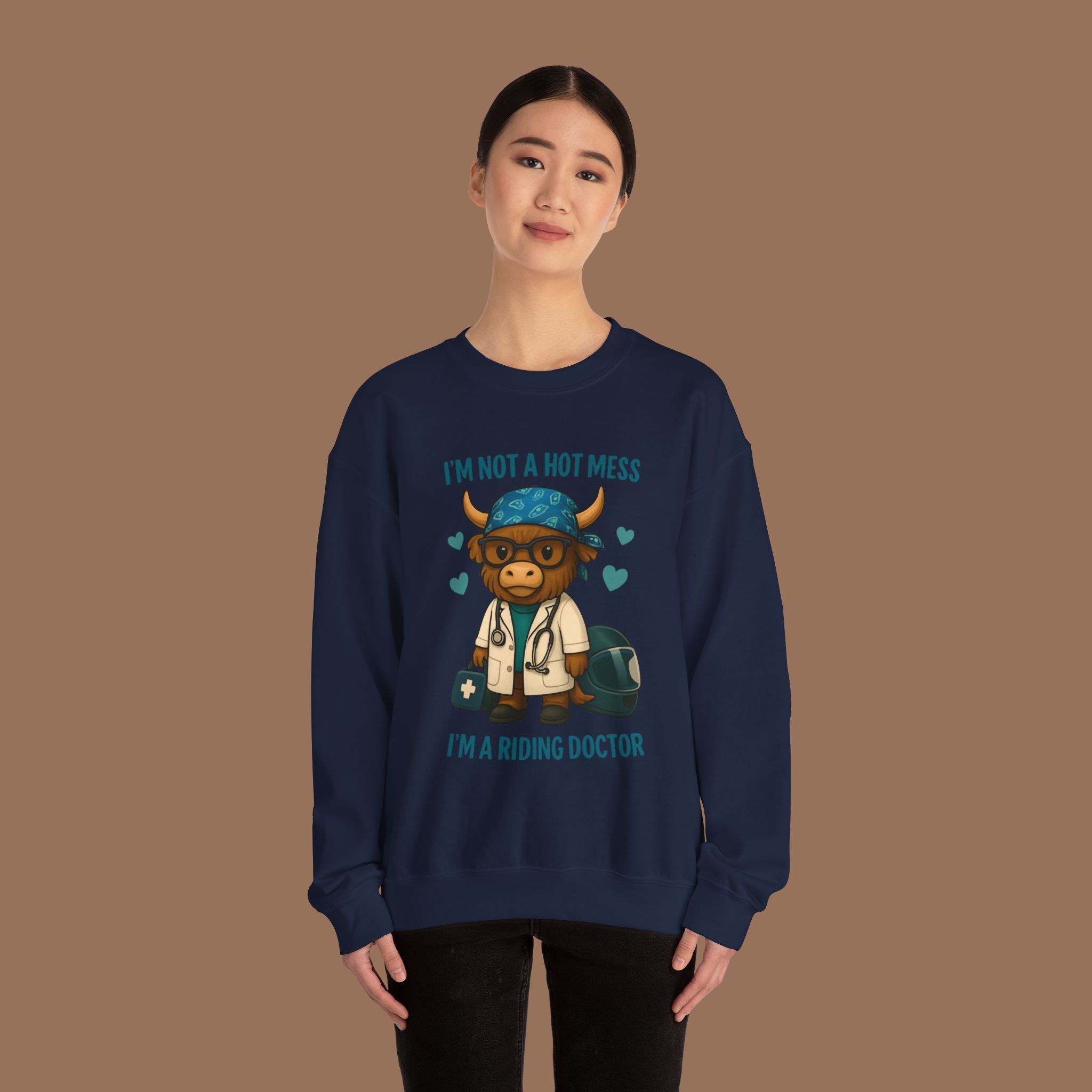 Funny Riding Doctor Sweatshirt, Unisex Crewneck, Gift for Vet Lovers, Animal Lover Apparel, Cozy Casual Wear Product vendor