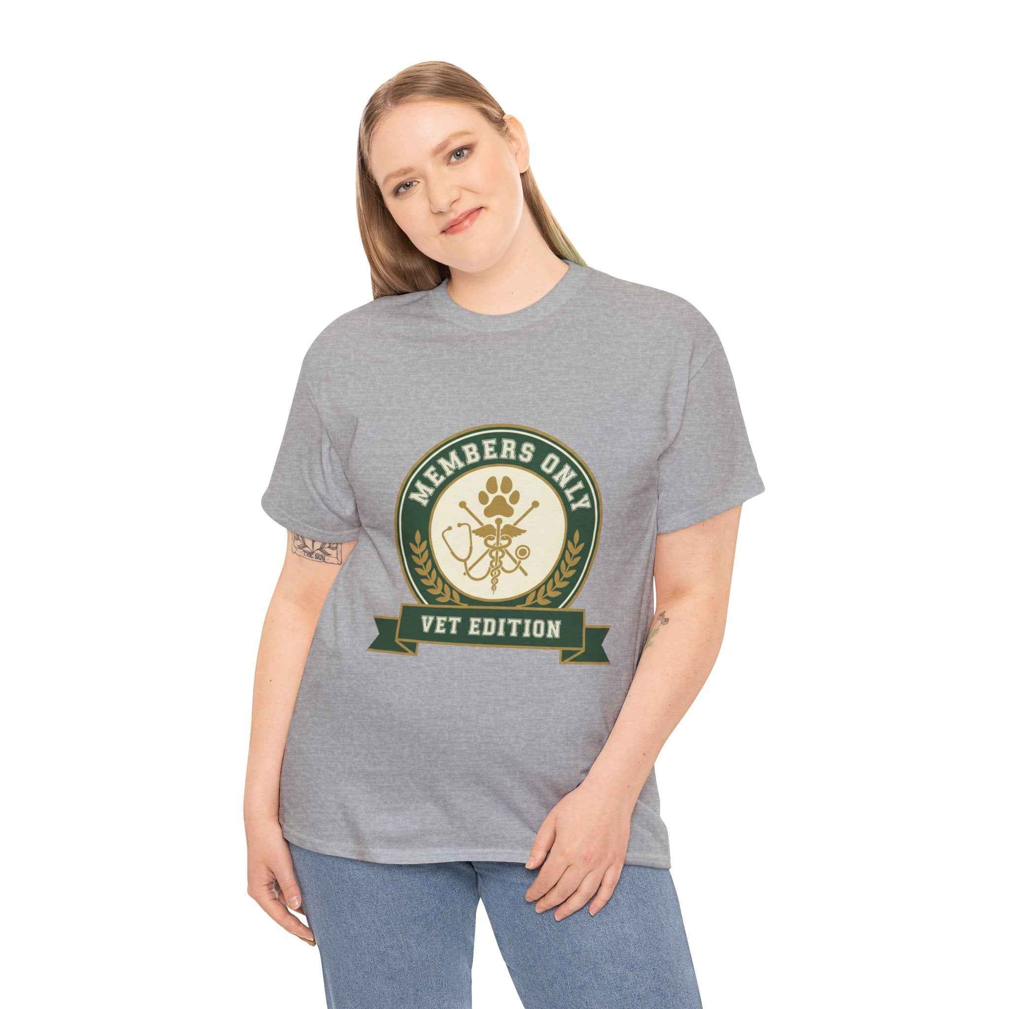 Retro Collegiate Vet Med T-Shirt - Members Only Vet Edition | Vintage Veterinary Stethoscope & Paw Print Crest