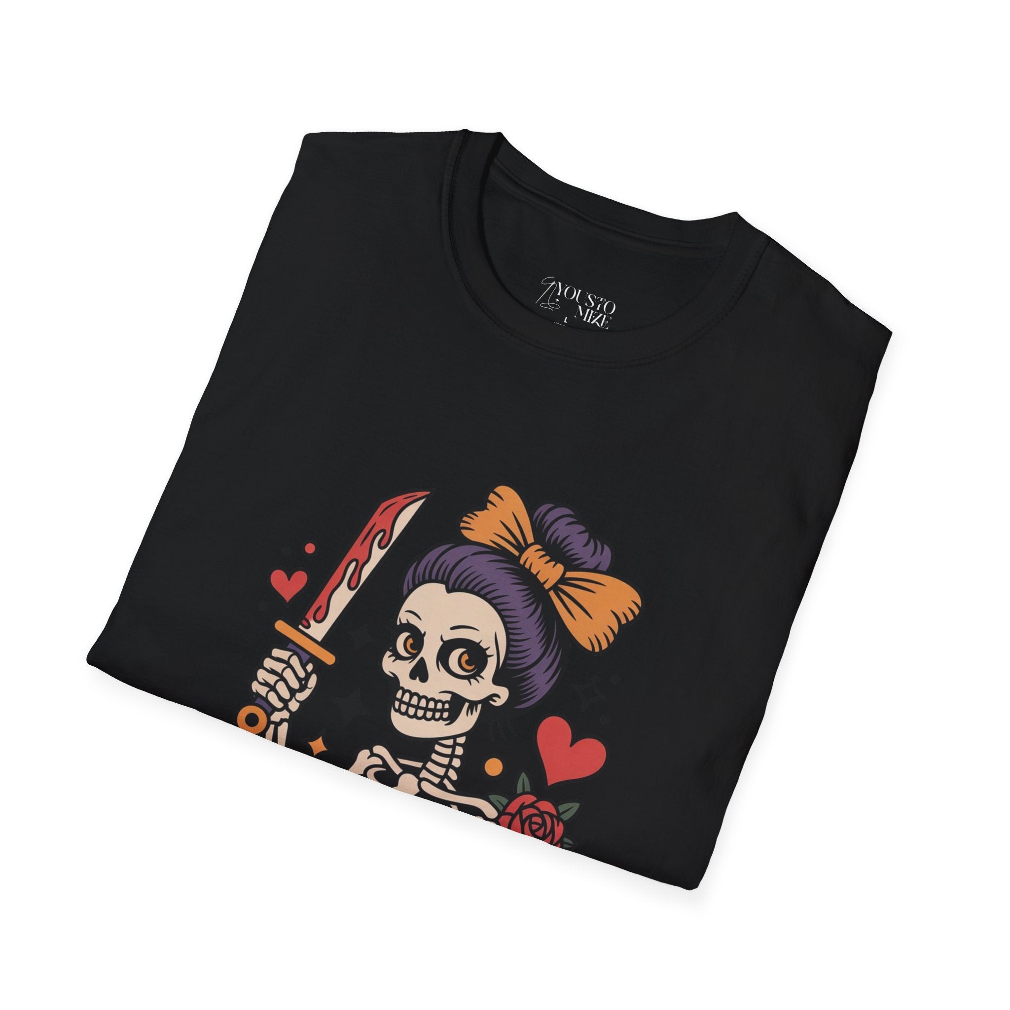 Level Up Skeleton Graphic Unisex Softstyle T-Shirt, Cute Halloween Tee, Gift for Gamers, Spooky Season Apparel, Goth Fashion Product vendor