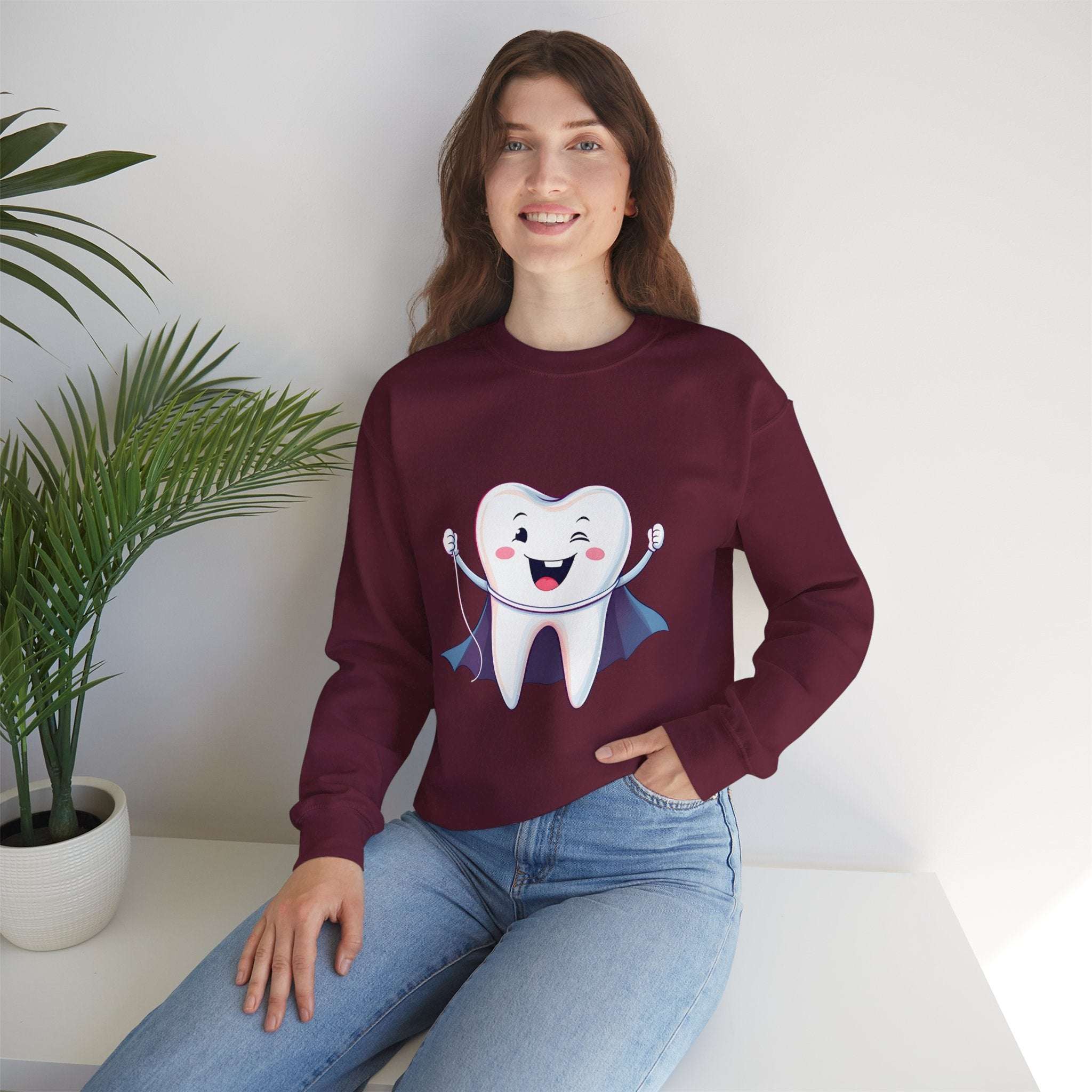 Tooth Fairy Crewneck Sweatshirt - Fun Dental Gift for Kids, Halloween Costume, Cozy Gift for Dentists, Floss On! - YOUSTOMIZE