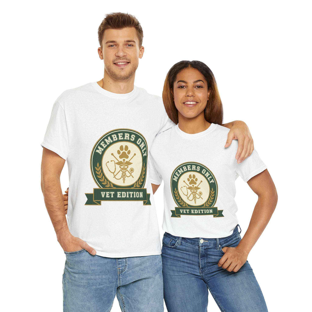 Retro Collegiate Vet Med T-Shirt - Members Only Vet Edition | Vintage Veterinary Stethoscope & Paw Print Crest