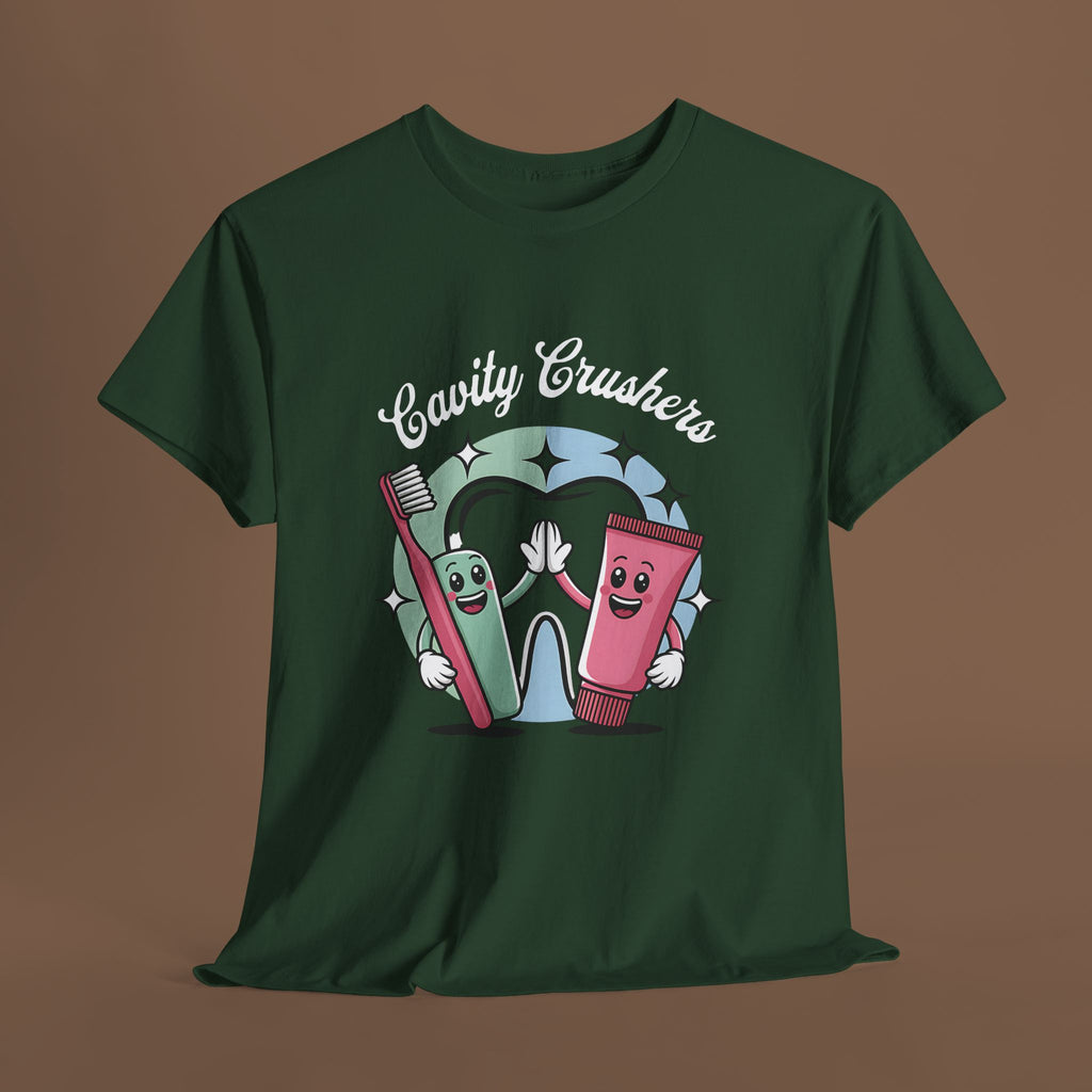Cavity Crushers Tee - Fun Unisex Cotton Shirt, Perfect for Kids, Dentist Visits, Gifts, Birthdays, and Smiles! - YOUSTOMIZE