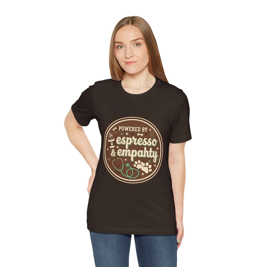 Empathy & Espresso Unisex T-Shirt for Veterinarians - Coffee Lover Vet Tee Gift