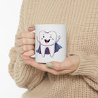 Superhero Tooth Ceramic Mug - Fun Kids Drinkware, Halloween Gift, Dental Awareness, Child's Birthday Party Favor, Cute Cup for Kids Product vendor