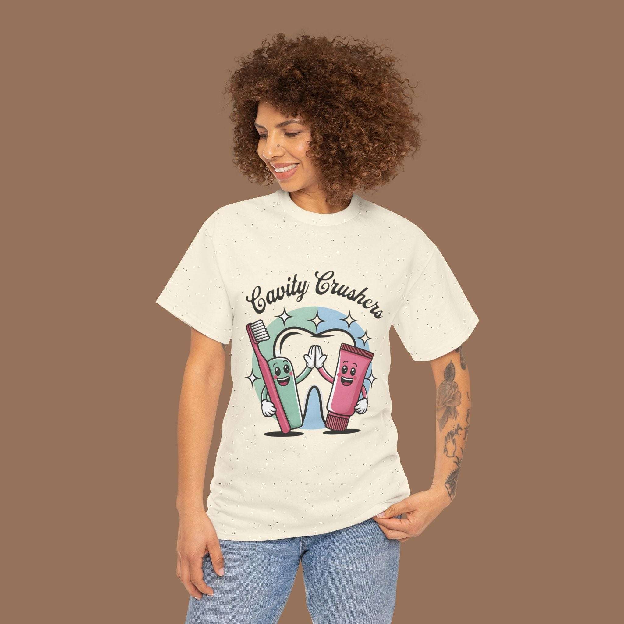 Cavity Crushers Tee - Fun Unisex Cotton Shirt, Perfect for Kids, Dentist Visits, Gifts, Birthdays, and Smiles! - YOUSTOMIZE