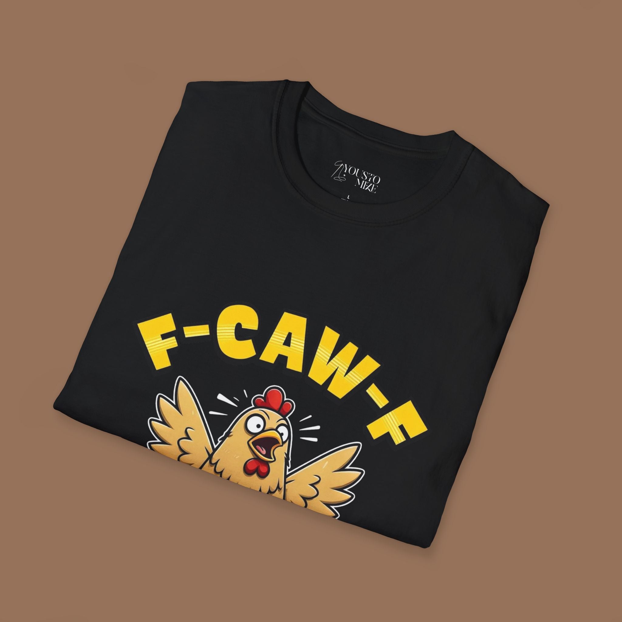 Funny Chicken F-Caw-F Unisex Softstyle T-Shirt, Gift for Poultry Lovers, Quirky Apparel, Hatch Party Tee, Humor Shirt, Farm Life Clothing - YOUSTOMIZE