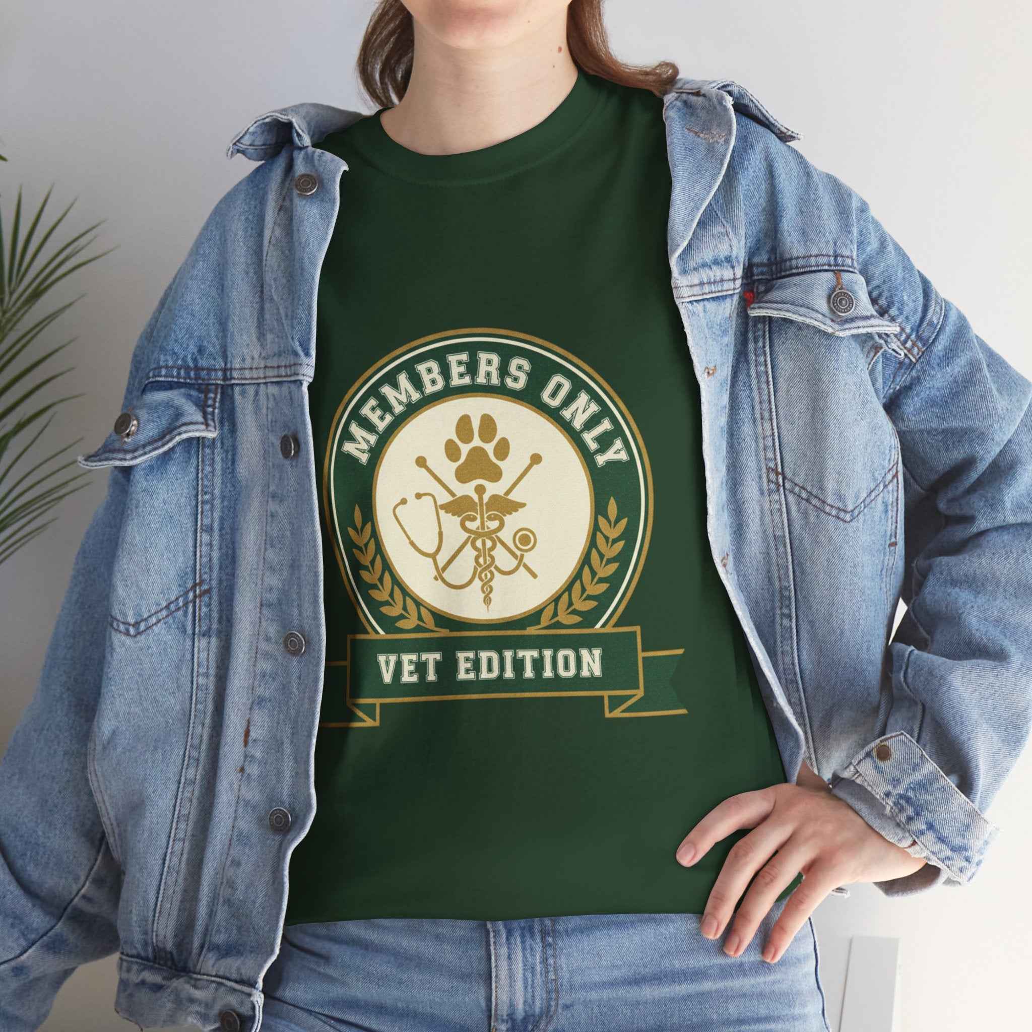 Retro Collegiate Vet Med T-Shirt - Members Only Vet Edition | Vintage Veterinary Stethoscope & Paw Print Crest