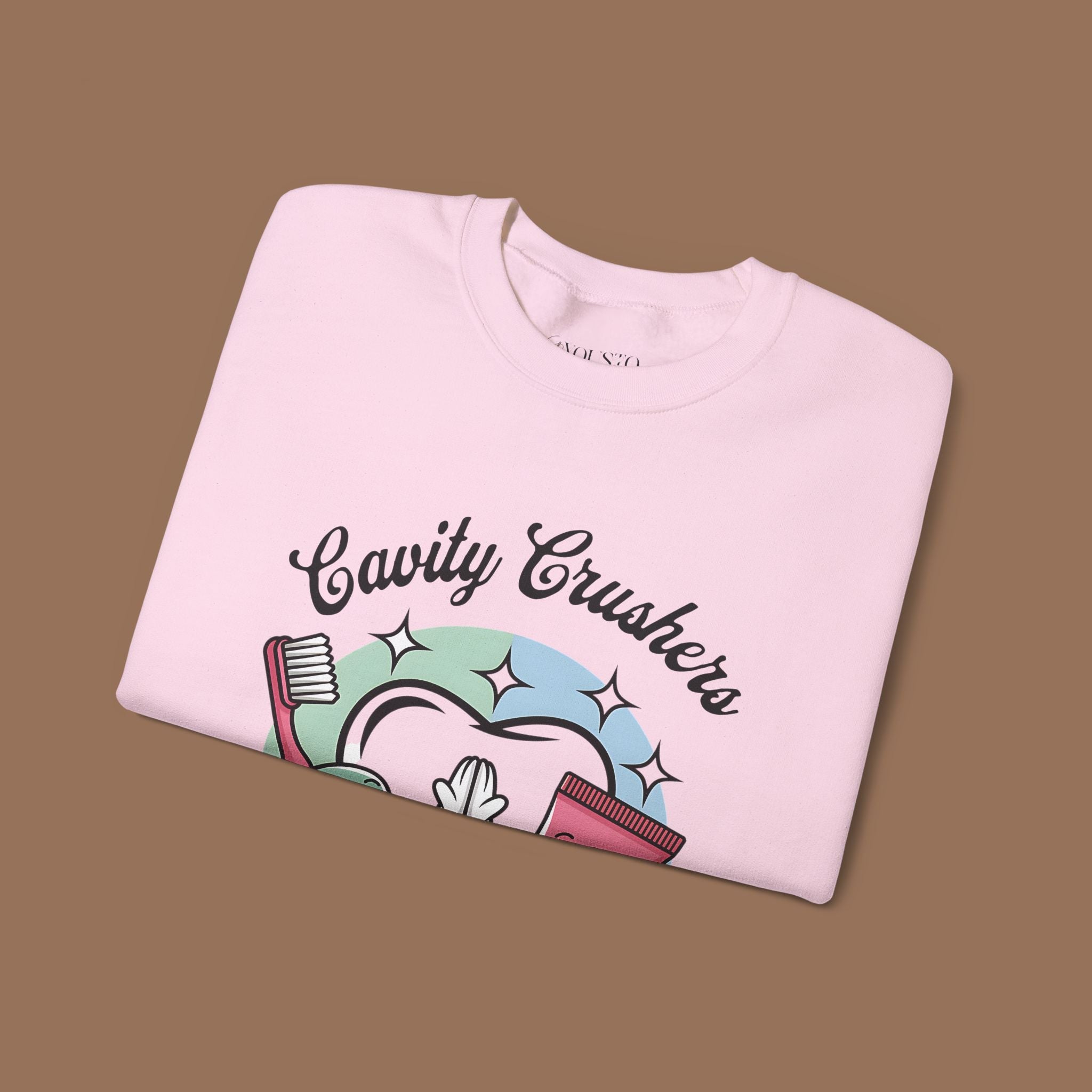 Cavity Crushers Crewneck Sweatshirt - Fun Dental Gift, Unisex Sweatshirt, Cute Graphic Pullover, Perfect for Kids and Adults Product vendor