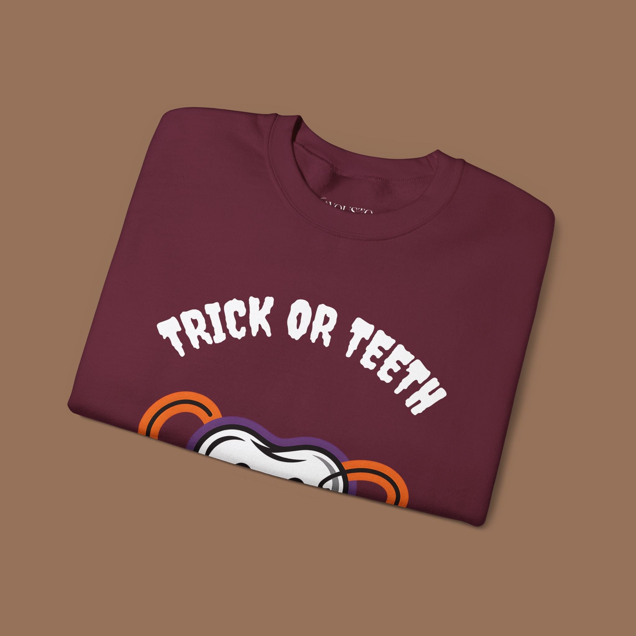 Halloween Sweatshirt with Trick or Teeth Design, Funny Fall Apparel, Unisex Cozy Wear, Perfect for Halloween Parties, Gift for Dental Lovers Product vendor