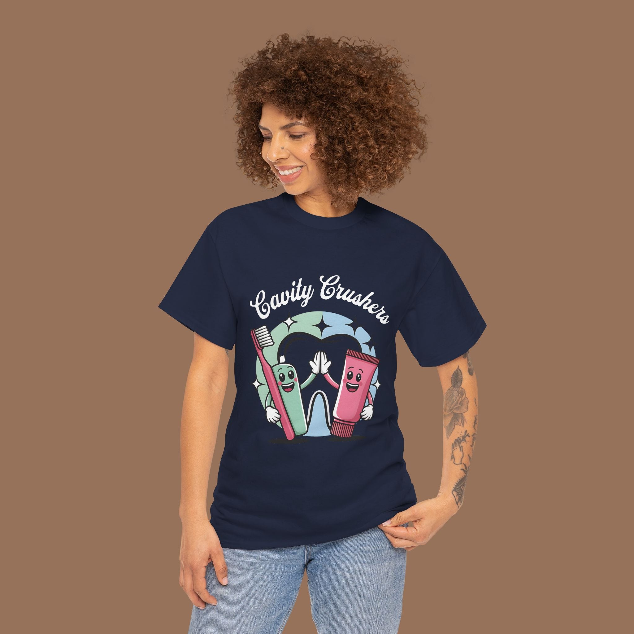 Cavity Crushers Tee - Fun Unisex Cotton Shirt, Perfect for Kids, Dentist Visits, Gifts, Birthdays, and Smiles! - YOUSTOMIZE