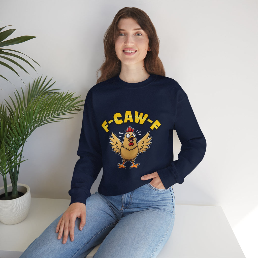 F-Caw-F Funny Chicken Sweatshirt, Unisex Crewneck, Gift for Chicken Lovers, Casual Wear, Cozy Outfit