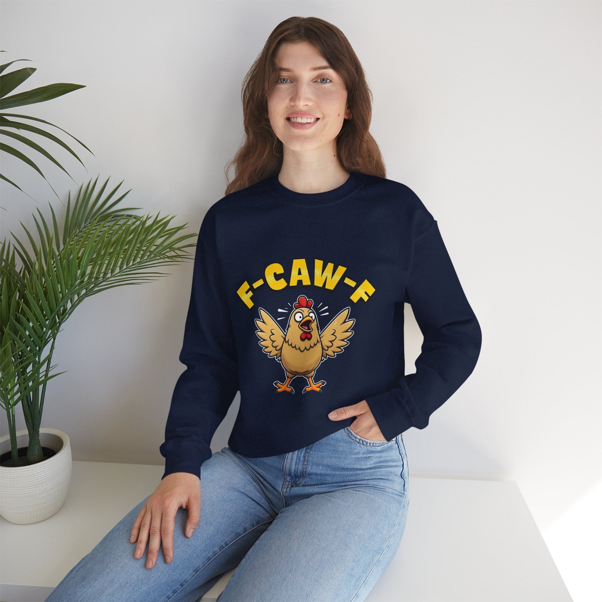 F-Caw-F Funny Chicken Sweatshirt, Unisex Crewneck, Gift for Chicken Lovers, Casual Wear, Cozy Outfit