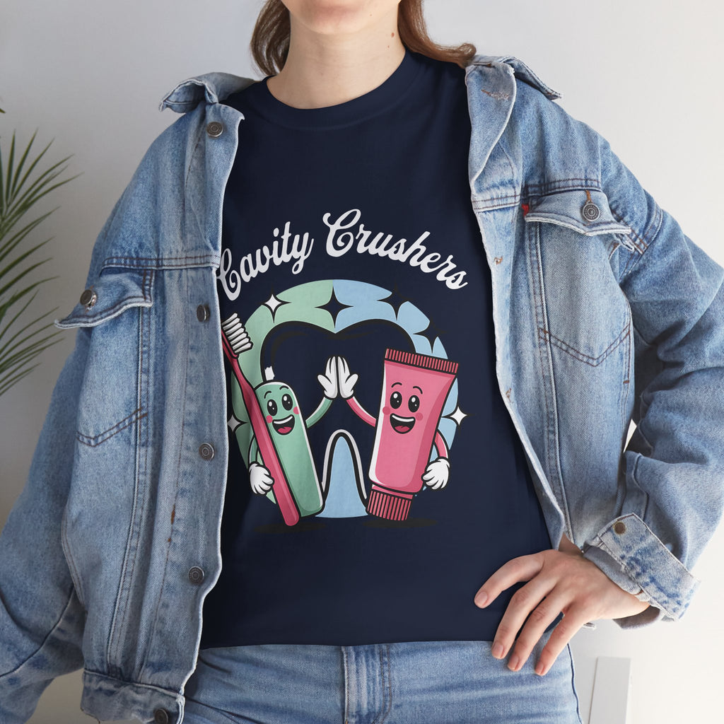 Cavity Crushers Tee - Fun Unisex Cotton Shirt, Perfect for Kids, Dentist Visits, Gifts, Birthdays, and Smiles! - YOUSTOMIZE