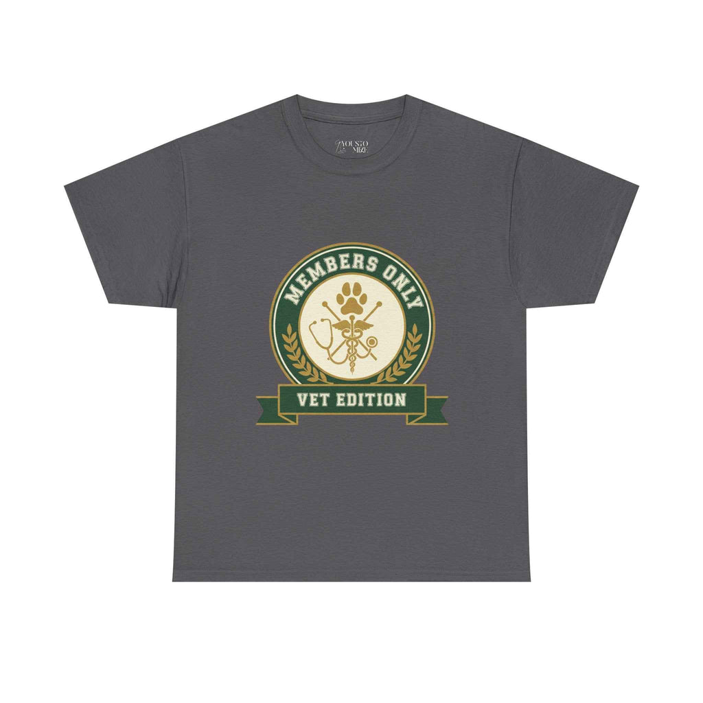 Retro Collegiate Vet Med T-Shirt - Members Only Vet Edition | Vintage Veterinary Stethoscope & Paw Print Crest