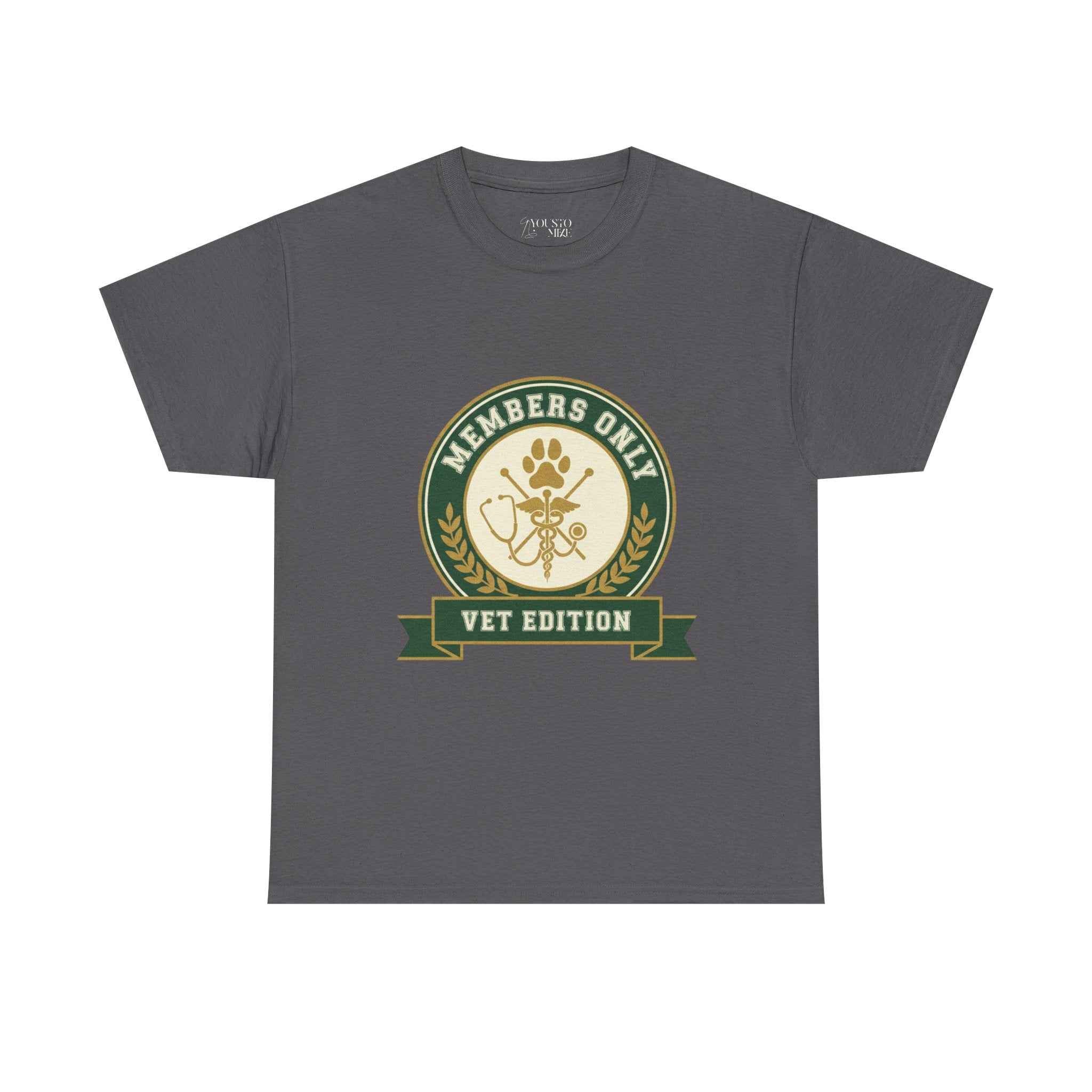 Retro Collegiate Vet Med T-Shirt - Members Only Vet Edition | Vintage Veterinary Stethoscope & Paw Print Crest