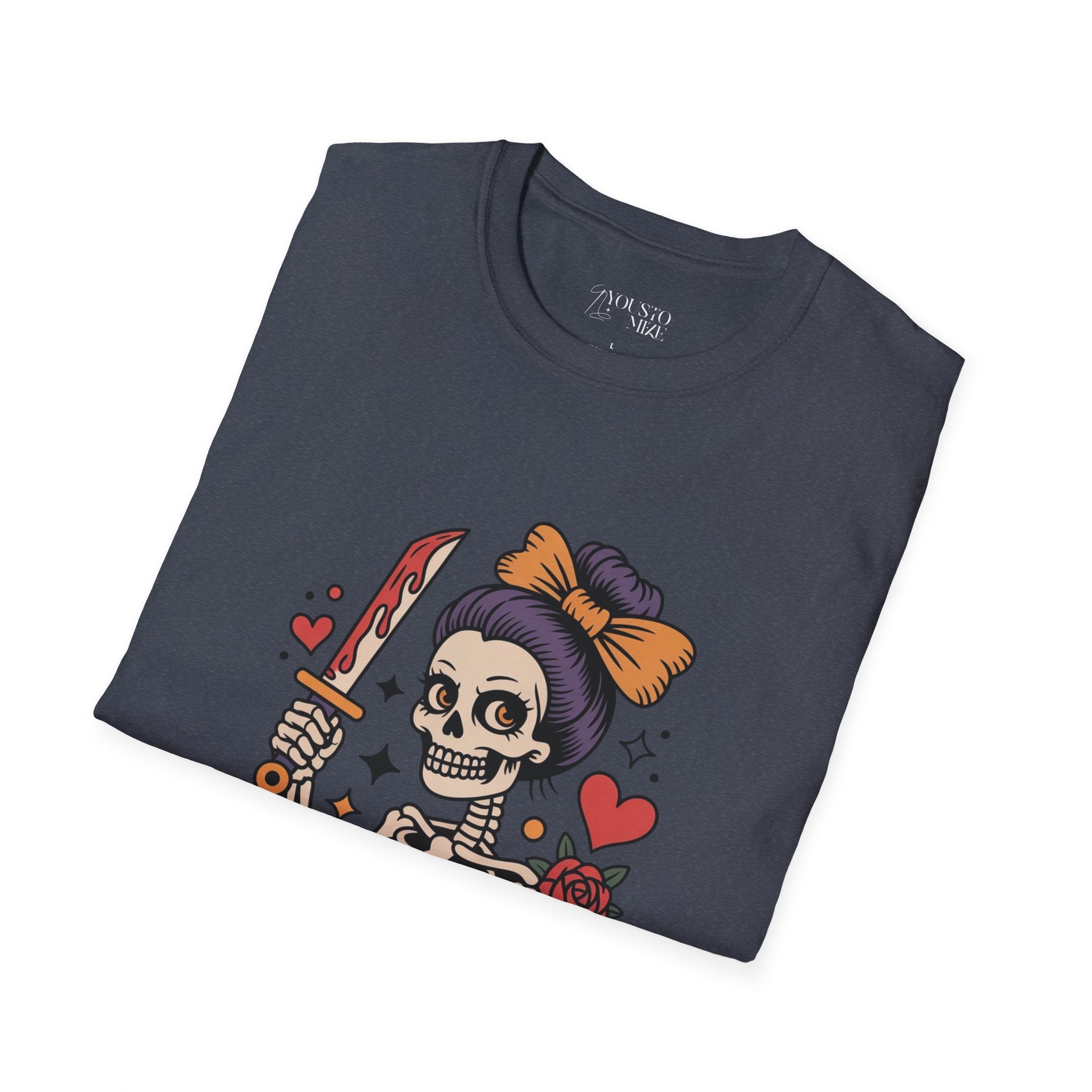 Level Up Skeleton Graphic Unisex Softstyle T-Shirt, Cute Halloween Tee, Gift for Gamers, Spooky Season Apparel, Goth Fashion Product vendor