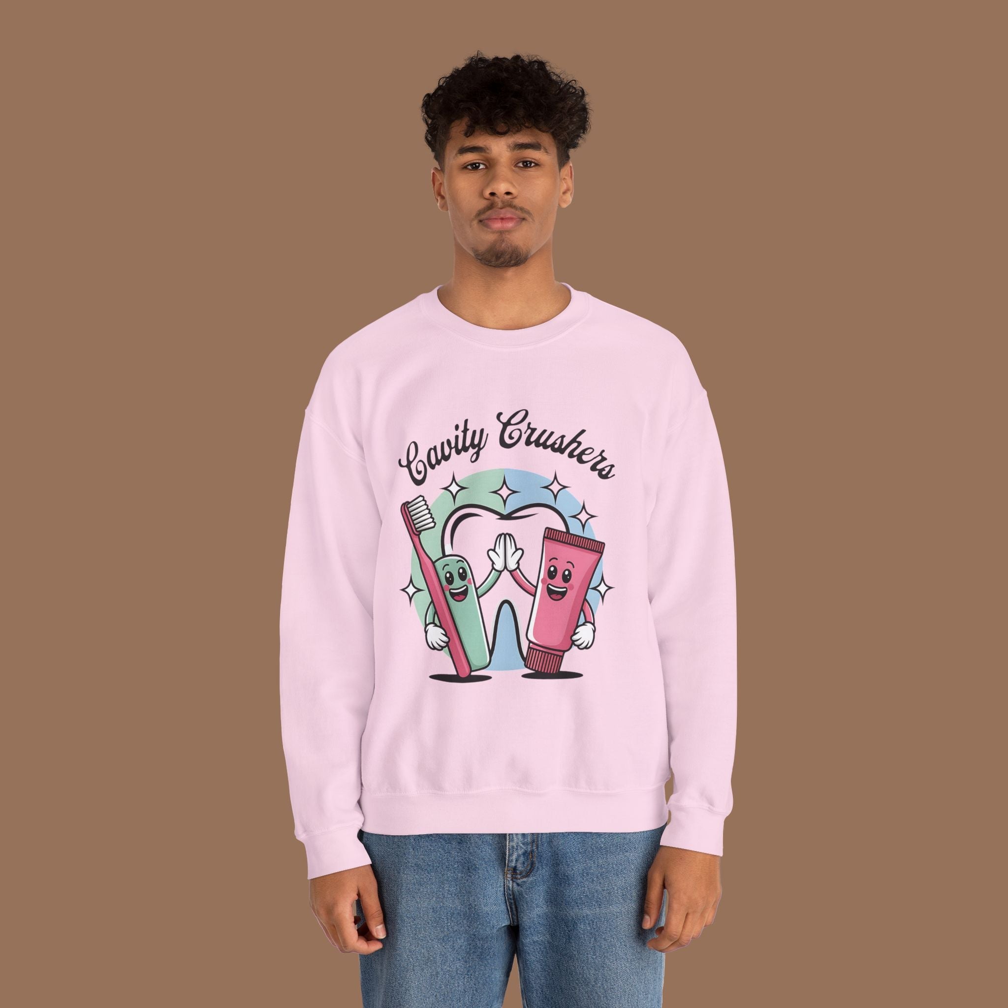 Cavity Crushers Crewneck Sweatshirt - Fun Dental Gift, Unisex Sweatshirt, Cute Graphic Pullover, Perfect for Kids and Adults Product vendor
