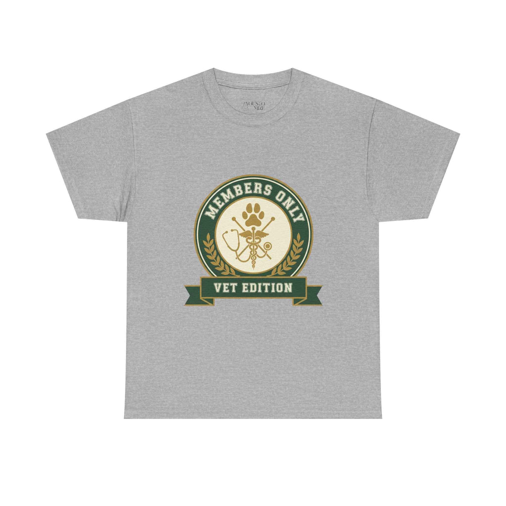 Retro Collegiate Vet Med T-Shirt - Members Only Vet Edition | Vintage Veterinary Stethoscope & Paw Print Crest