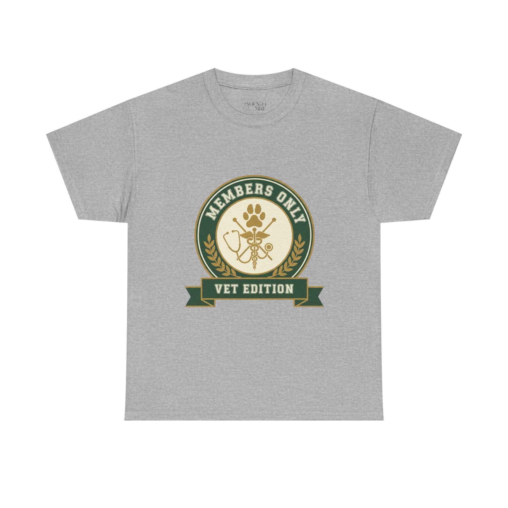 Retro Collegiate Vet Med T-Shirt - Members Only Vet Edition | Vintage Veterinary Stethoscope & Paw Print Crest