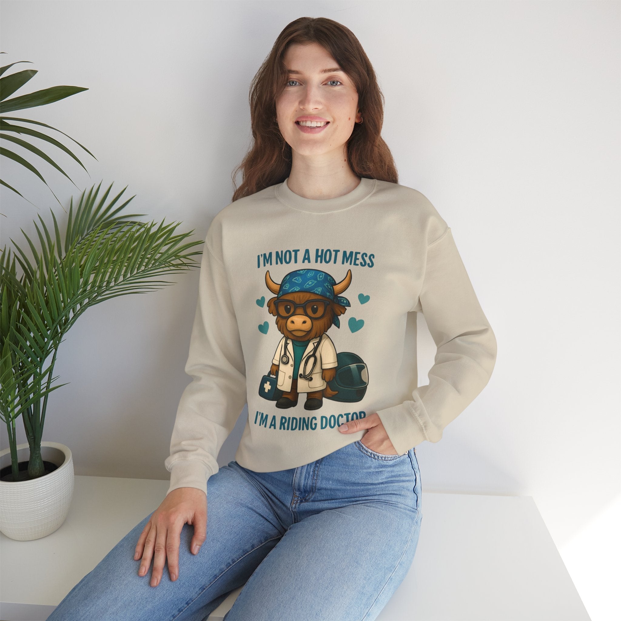 Funny Riding Doctor Sweatshirt, Unisex Crewneck, Gift for Vet Lovers, Animal Lover Apparel, Cozy Casual Wear Product vendor