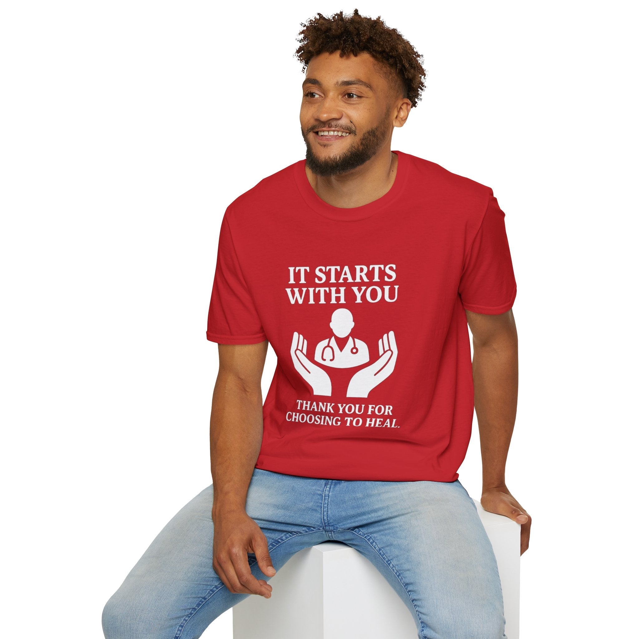 Inspirational Healthcare T-Shirt, Thank You for Choosing to Heal Shirt – Nurse Appreciation Gift – Doctor Gratitude T-shirt – It Starts With You – Minimalist Medical Design Product vendor