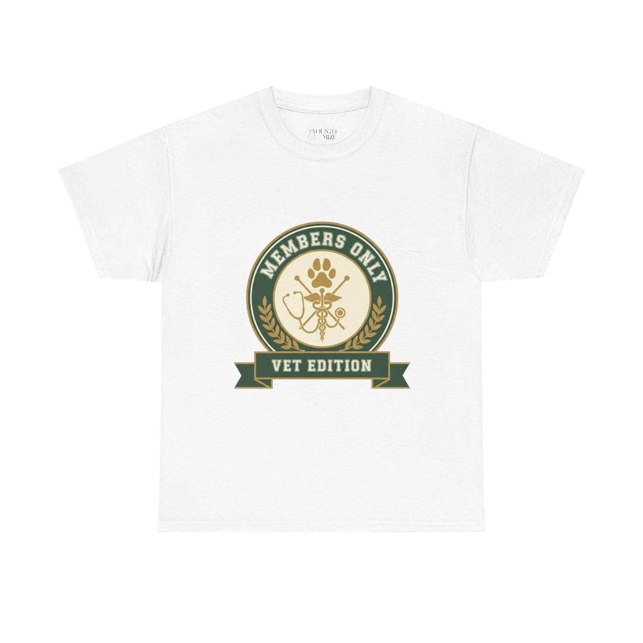 Retro Collegiate Vet Med T-Shirt - Members Only Vet Edition | Vintage Veterinary Stethoscope & Paw Print Crest