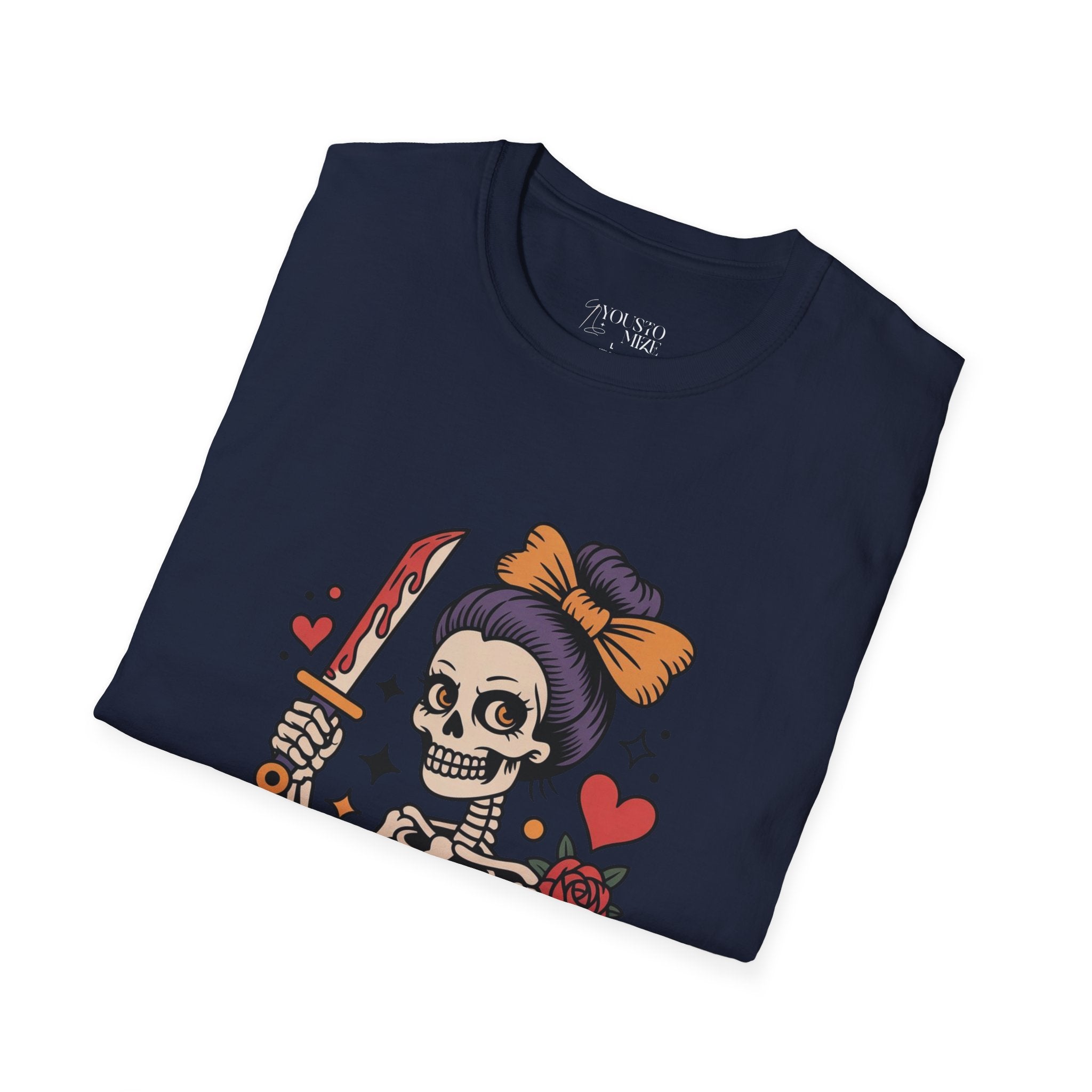 Level Up Skeleton Graphic Unisex Softstyle T-Shirt, Cute Halloween Tee, Gift for Gamers, Spooky Season Apparel, Goth Fashion Product vendor