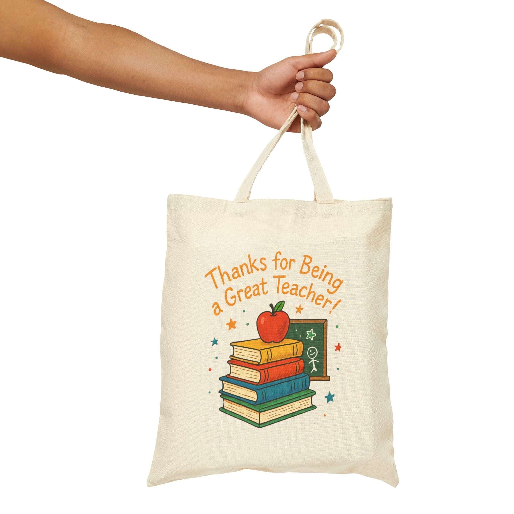 Cotton Canvas Tote Bag - Thanks for being a great teacher, Thanksgiving Day Gift - YOUSTOMIZE
