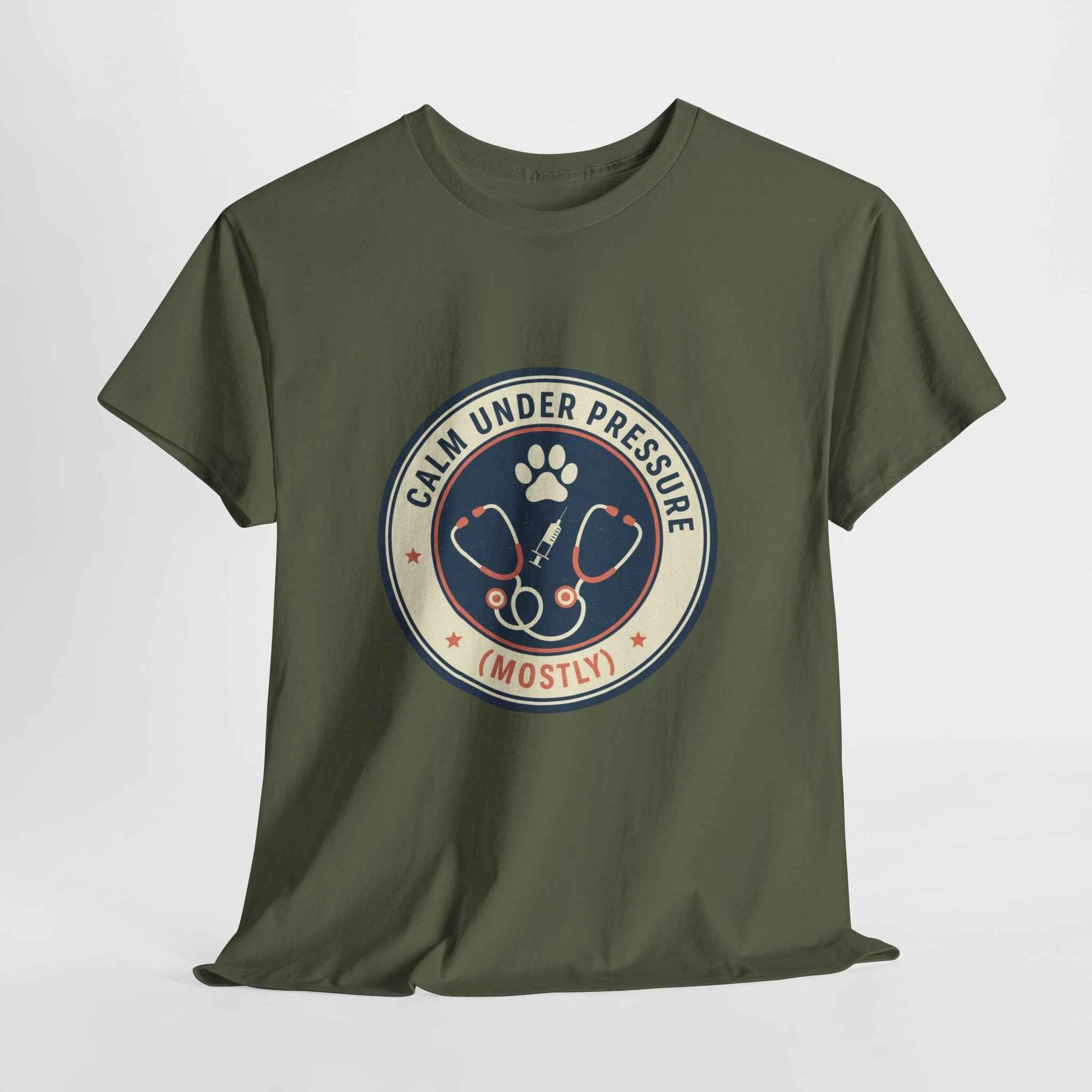 Calm Under Pressure" Vet Tech T-Shirt | Vintage Animal Care Design