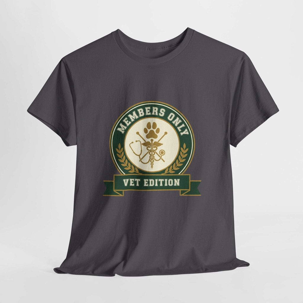 Retro Collegiate Vet Med T-Shirt - Members Only Vet Edition | Vintage Veterinary Stethoscope & Paw Print Crest